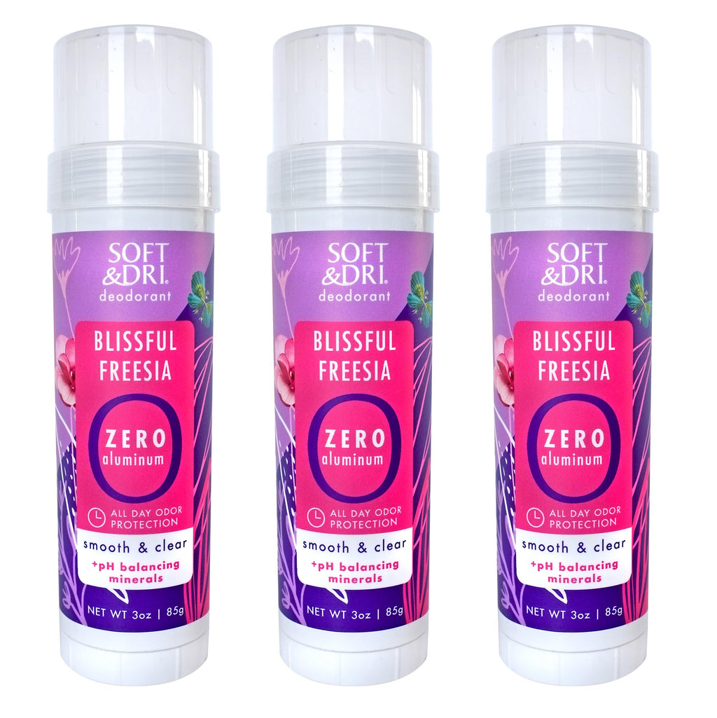 Soft & Dri Blissful Freesia Aluminum Free Deodorant | 3 oz, pH-Balancing Minerals | Pack of 3