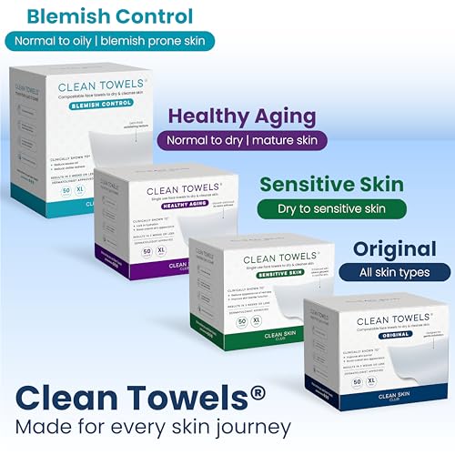 Clean Skin Club Clean Towels XL® – 100% USDA Biobased Disposable Face Towels, 100 Ct (2x50)