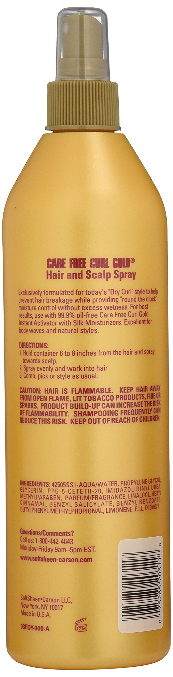 SoftSheen-Carson Care Free Curl Gold Hair and Scalp Spray – 16 oz | Curl Refresh & Moisture