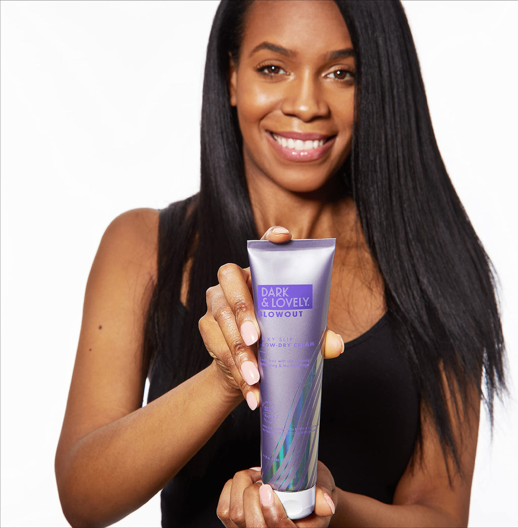 SoftSheen Dark&Lovely Silky Slip Blow Dry Cream – Heat Protectant & Detangler, 5 oz