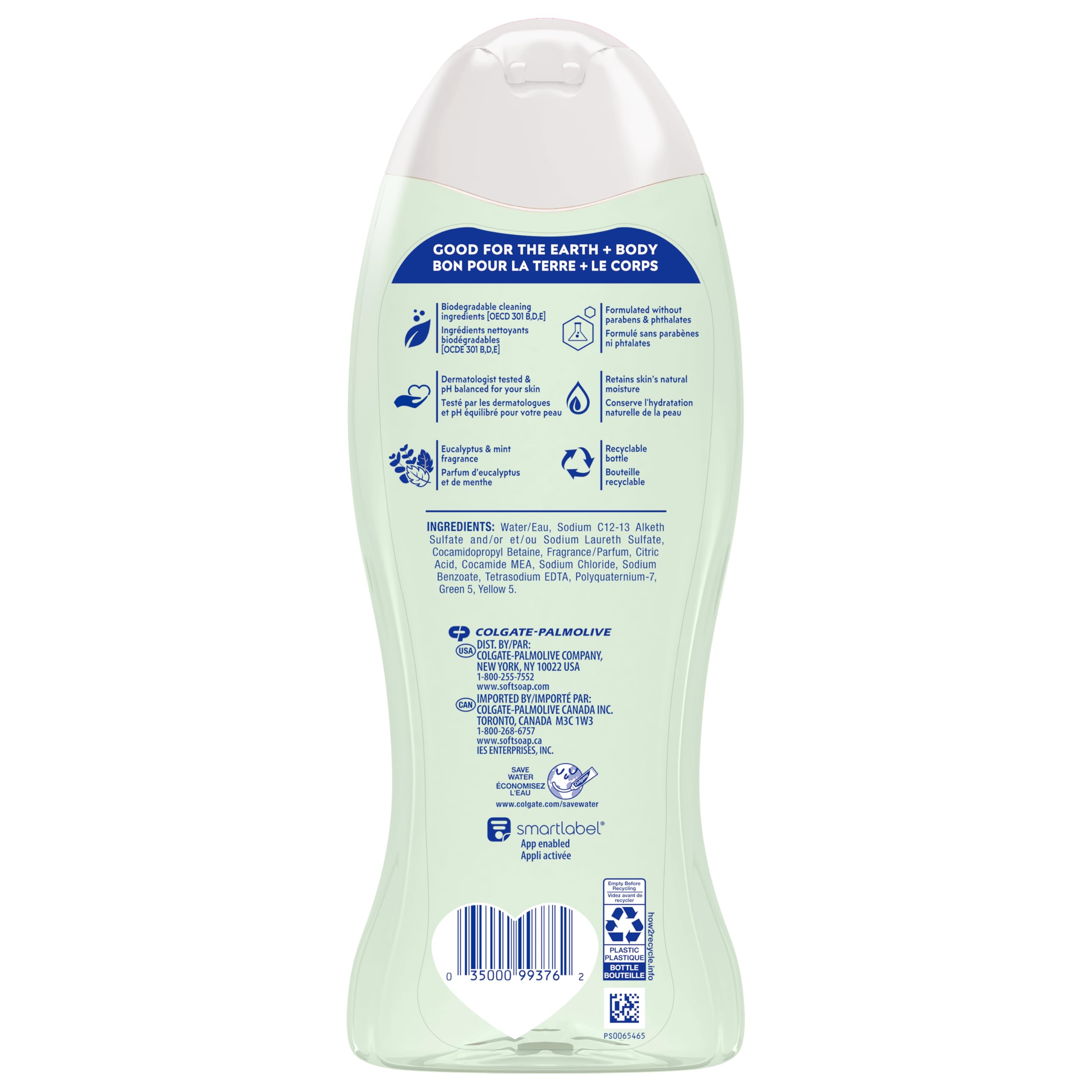 Softsoap Eucalyptus & Mint Body Wash – Moisturizing 4-Pack, 20 oz each