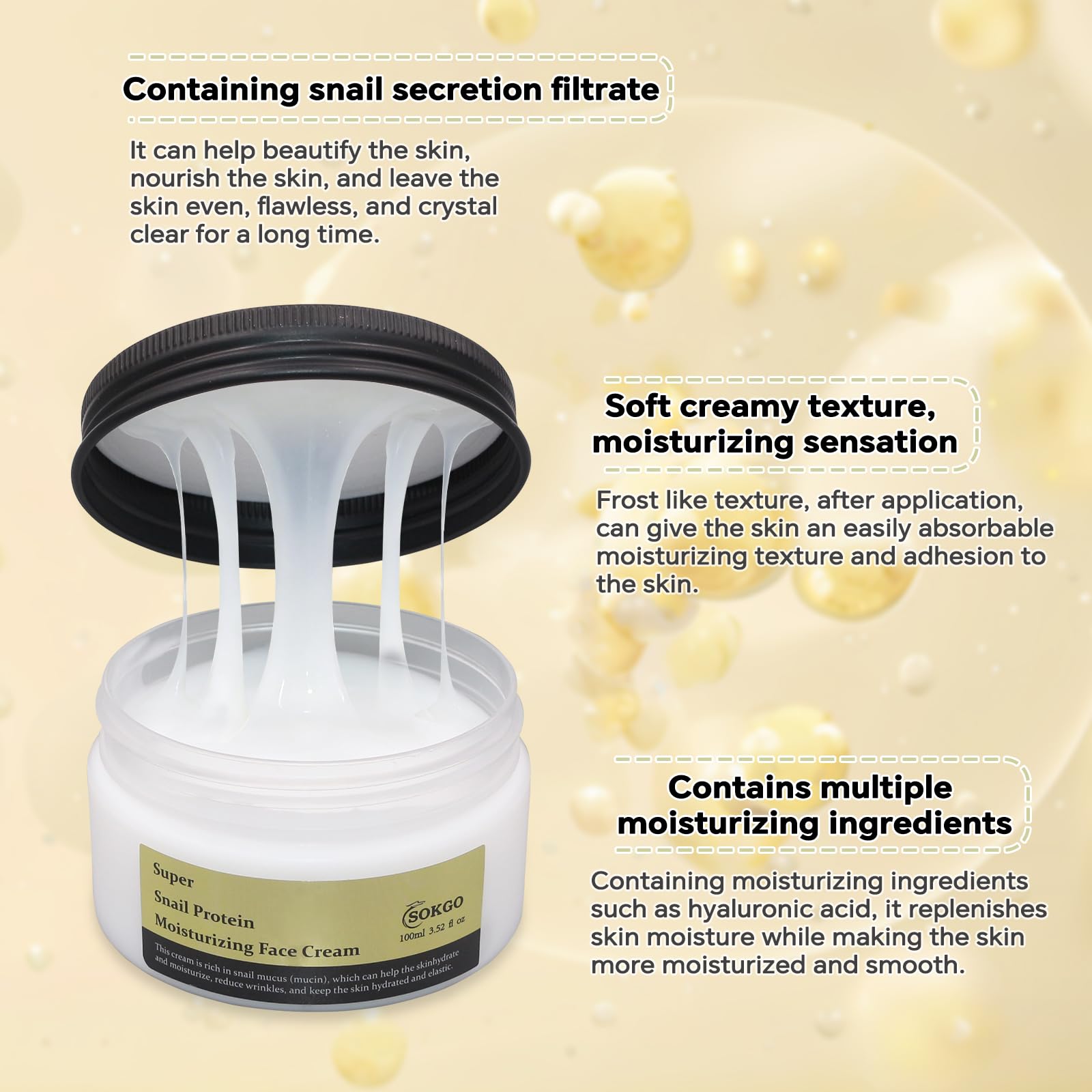 Sokgo Snail Mucin Cream | Revitalizing Hydrating Moisturizer for All Skin Types