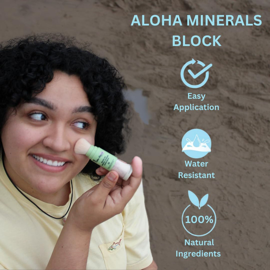 Solar Swipe Aloha Minerals Block — Brush-On SPF 50 Mineral Sunscreen for Face | Water-Resistant & Reef-Friendly