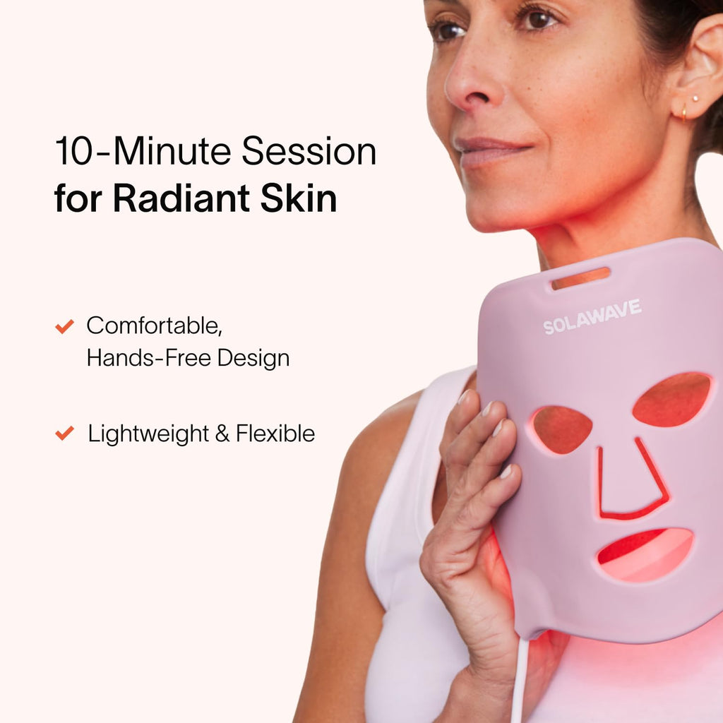 Solawave Red Light Therapy Mask for Face | 10-Min Anti-Aging Treatment – Rechargeable & Portable