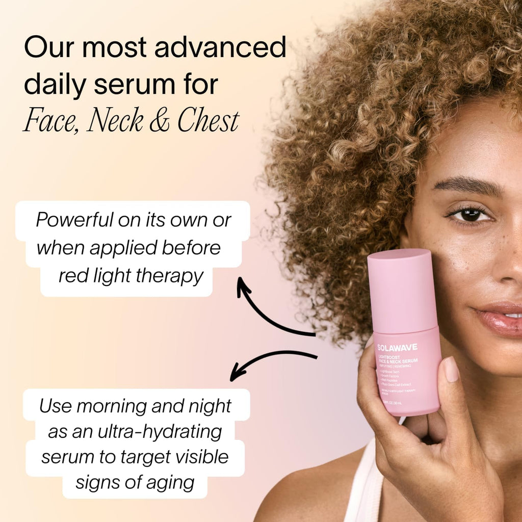Solawave LightBoost Red Light Serum for Face & Neck | Pairs with Beauty Wand & Microcurrent Devices