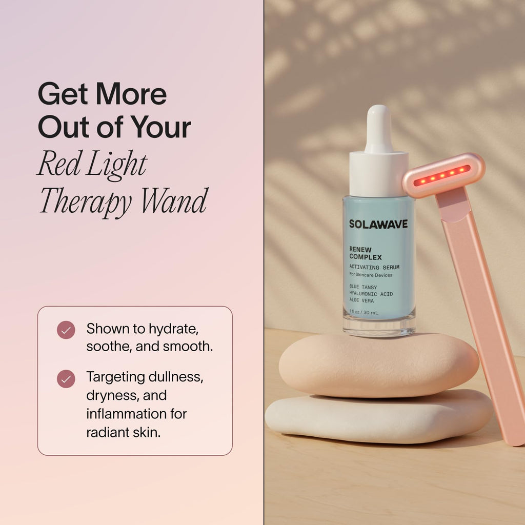 Solawave Renew Complex Serum for Face & Neck — Red Light Therapy Activation (2 Pack, 1 oz)