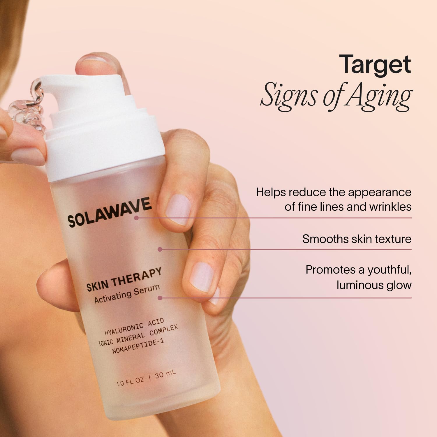 Solawave Wand Skin Therapy Activating Serum | Hyaluronic Acid & Peptides for Hydration, Glow