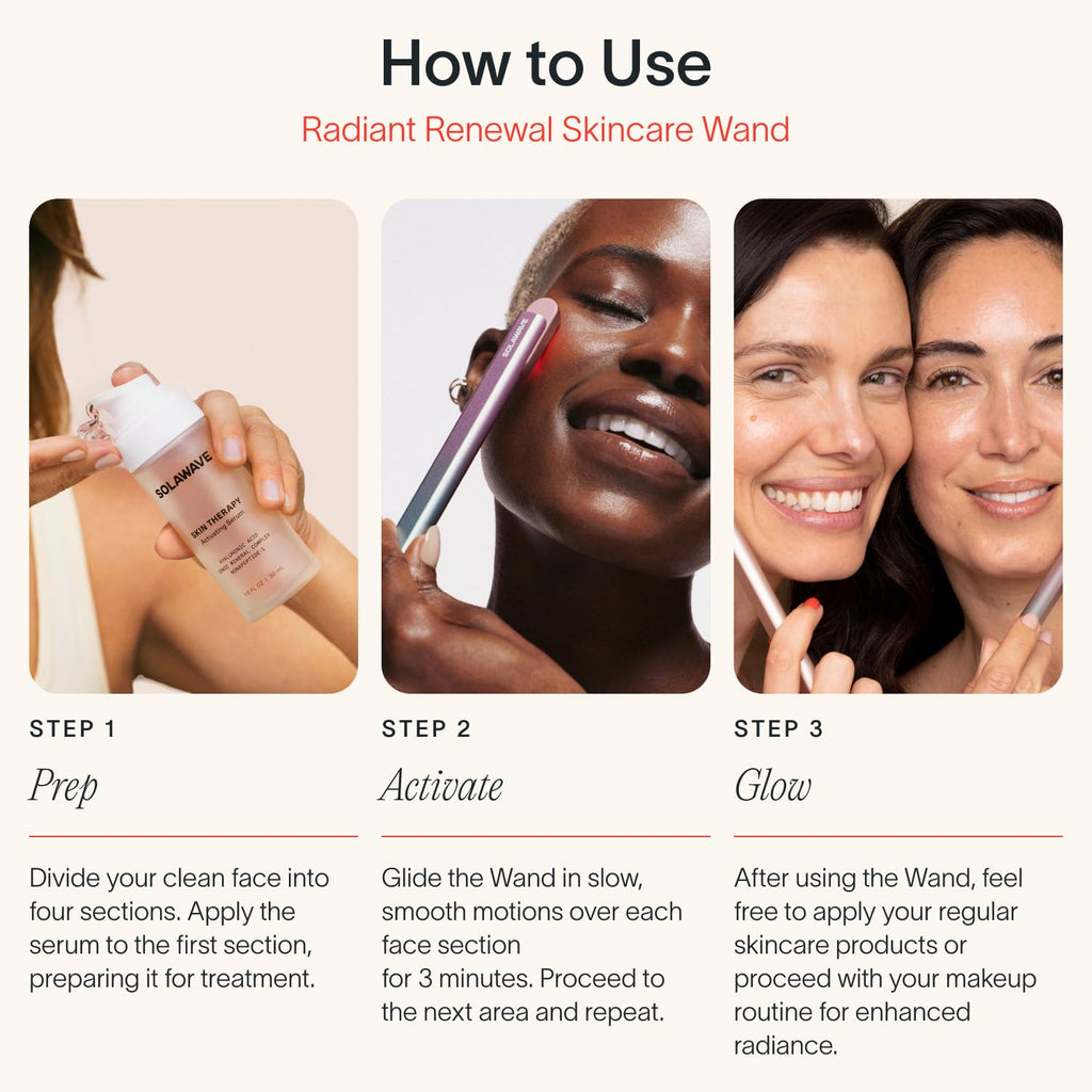 Solawave Wand Skin Therapy Activating Serum | Hyaluronic Acid & Peptides for Hydration, Glow