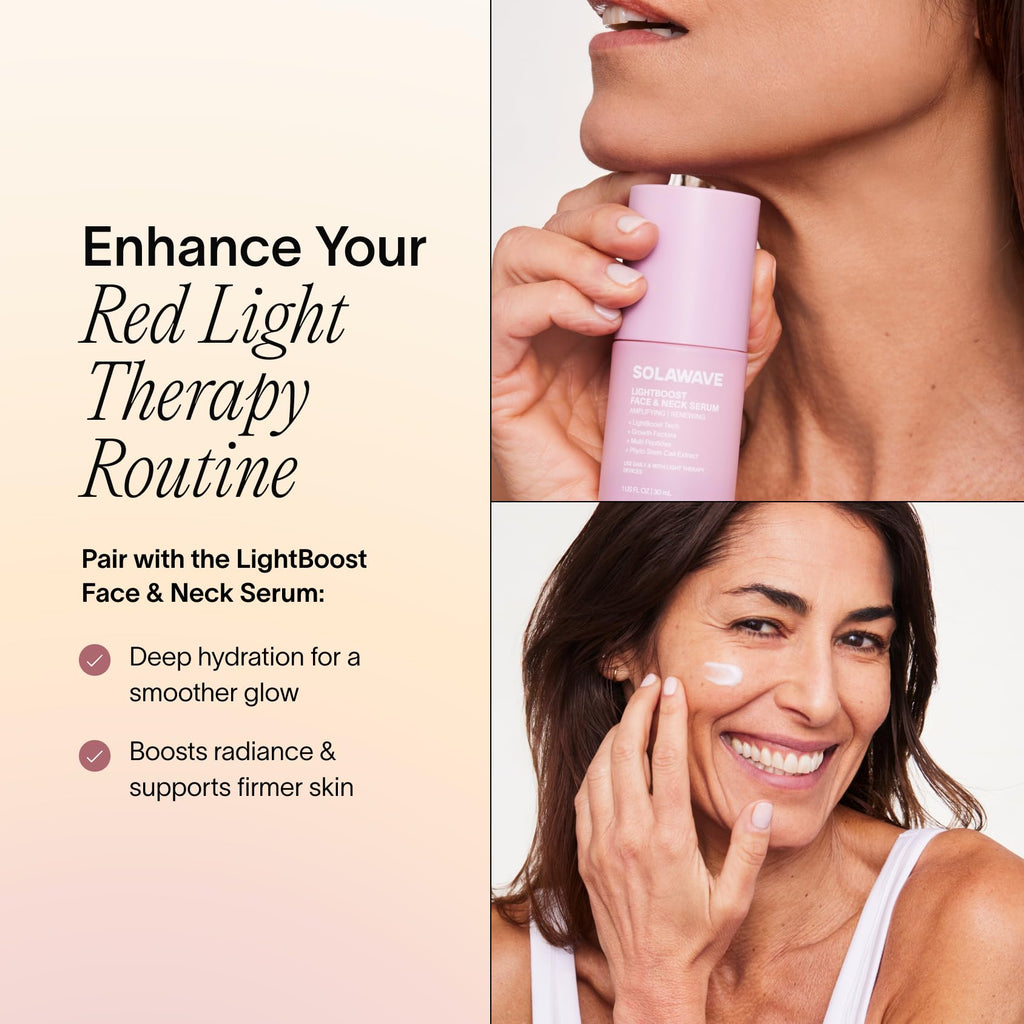 Solawave Red Light Therapy Mask for Face | 10-Min Anti-Aging Treatment – Rechargeable & Portable