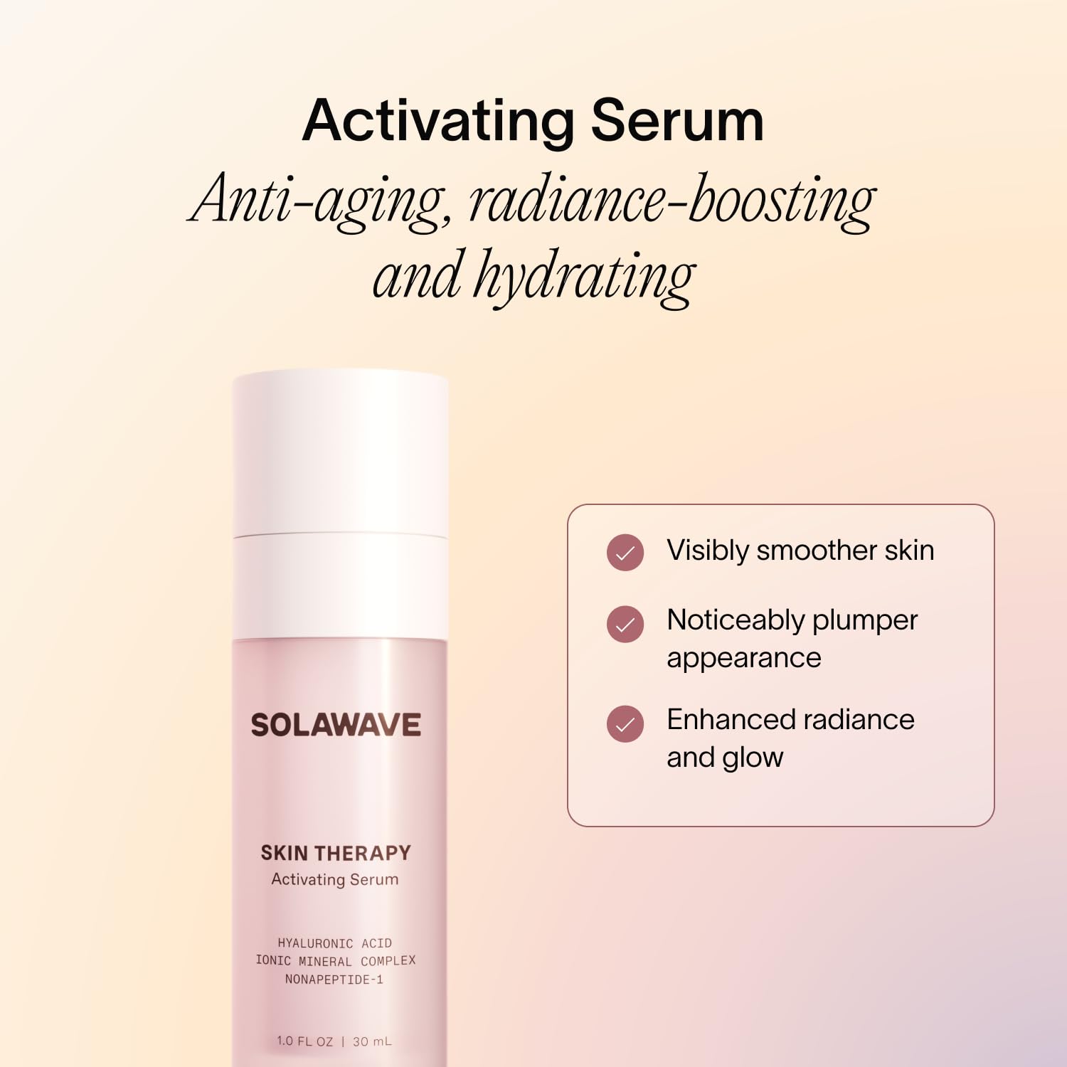 Solawave Wand Skin Therapy Activating Serum | Hyaluronic Acid & Peptides for Hydration, Glow