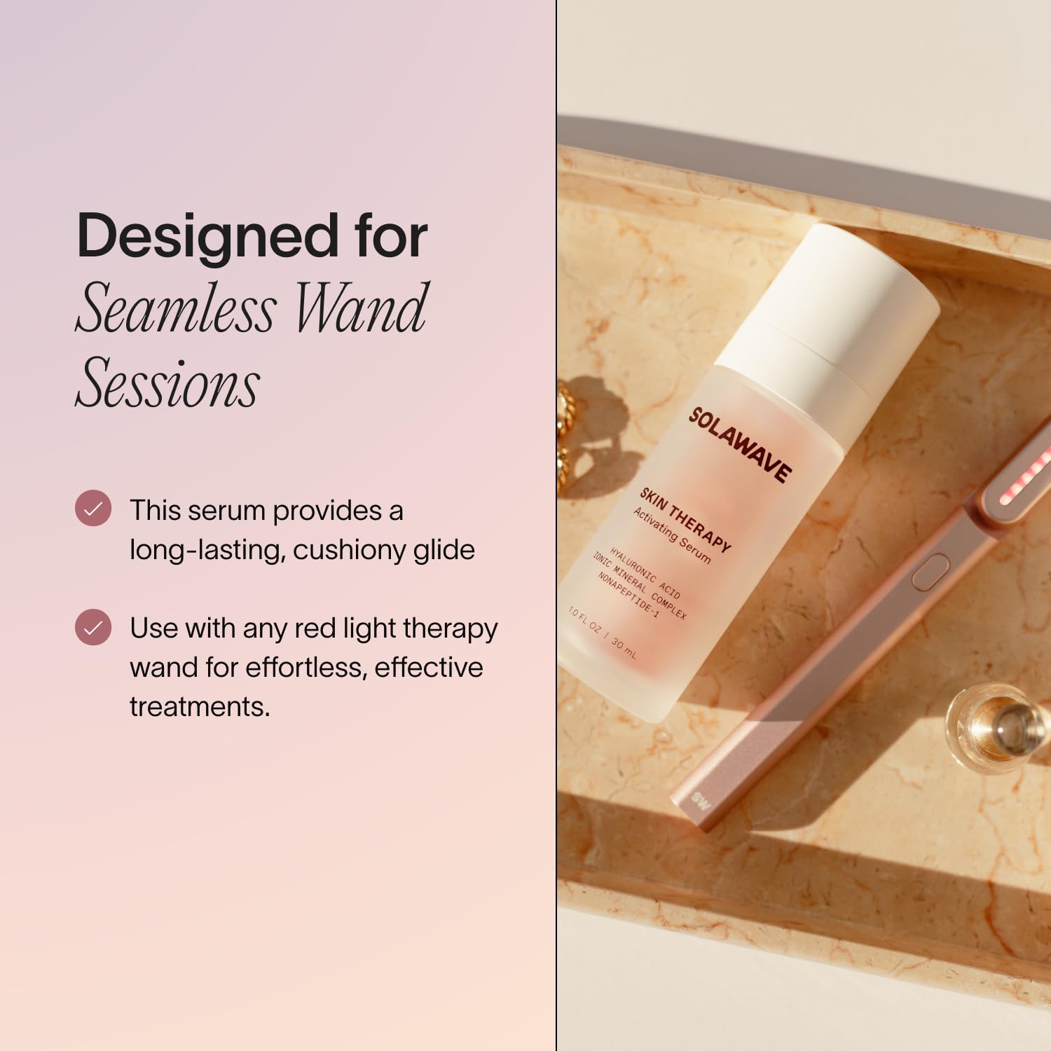 Solawave Wand Skin Therapy Activating Serum | Hyaluronic Acid & Peptides for Hydration, Glow