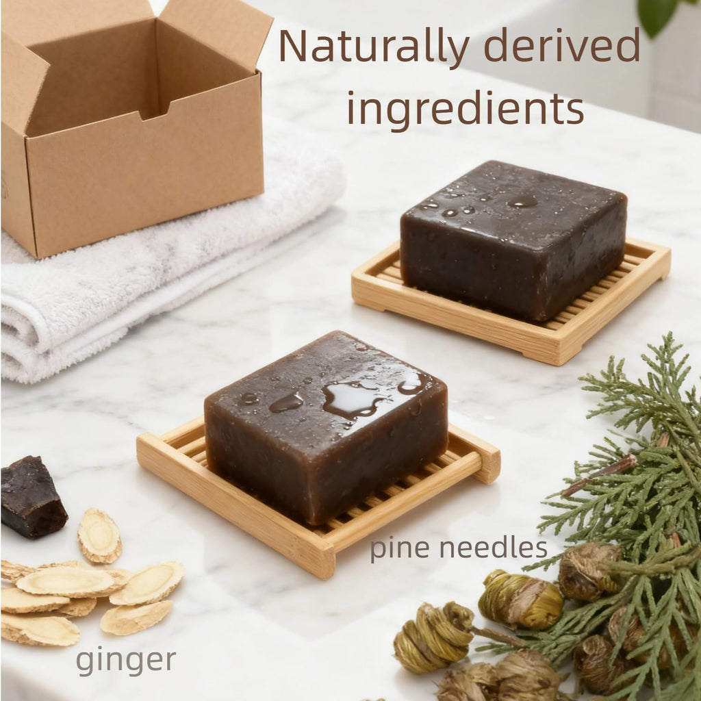 Solid Shampoo Bar Pine Needle Mint Ginger – 4-in-1 Plant-Based, 4-Pack