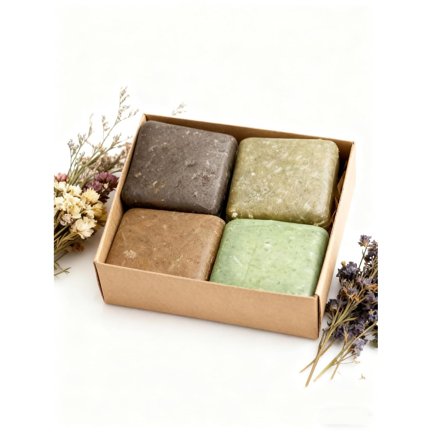 Solid Shampoo Bar Pine Needle Mint Ginger – 4-in-1 Plant-Based, 4-Pack