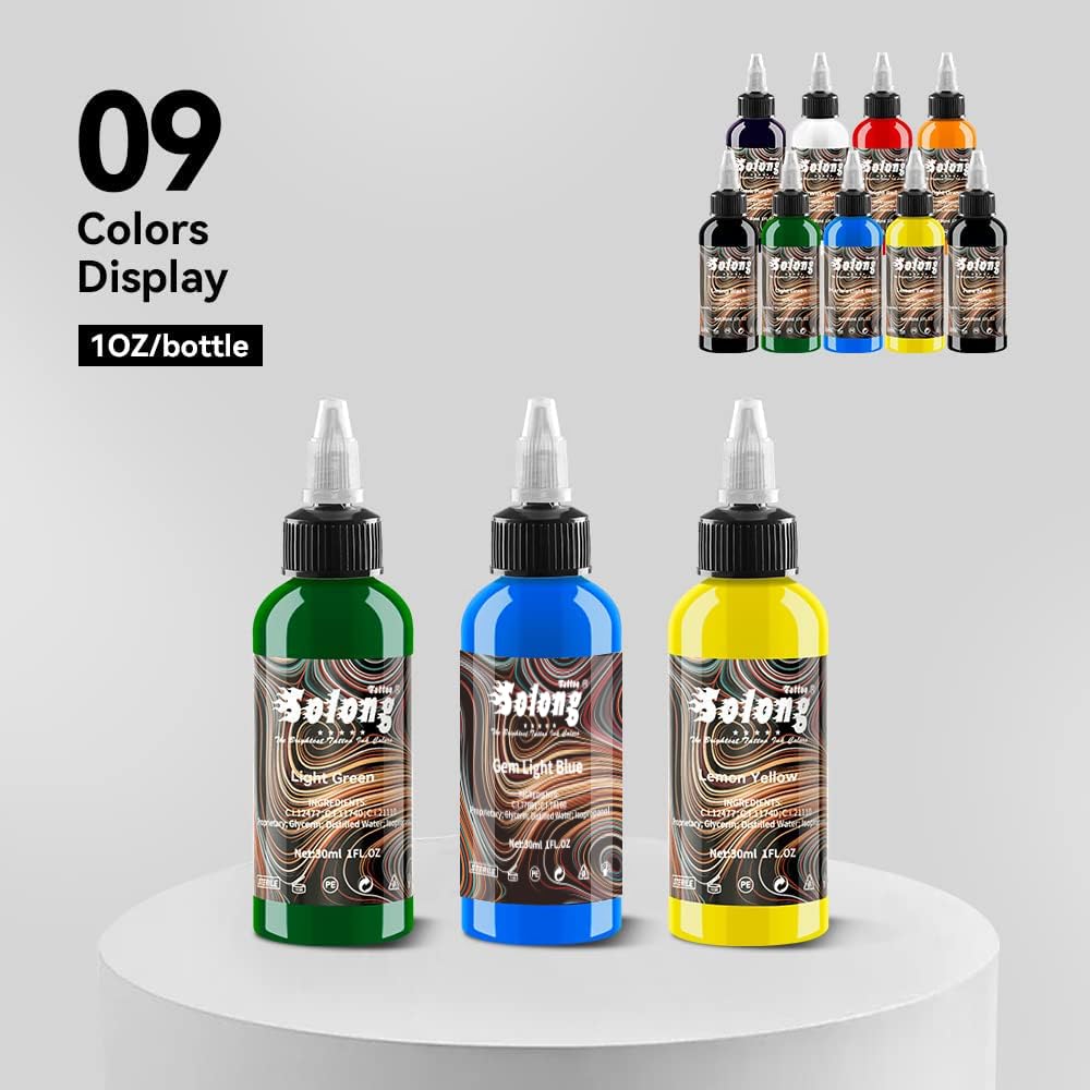 Solong Tattoo 9PCS Ink Color Set – 1oz (30ml) TI302S-30-9