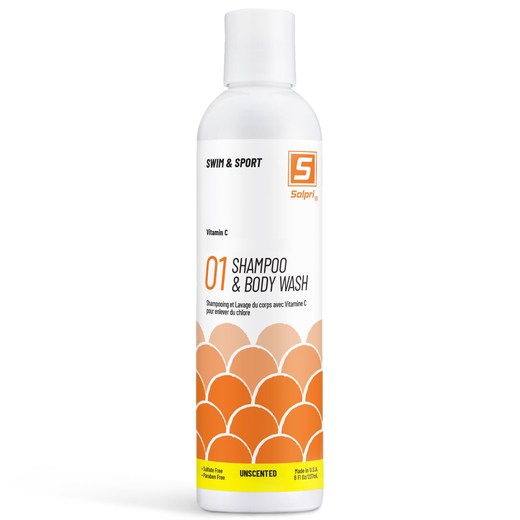 Solpri Swimmers Chlorine Shampoo & Body Wash – Unscented with Vitamin C, Sulfate Free | 8 Fl Oz