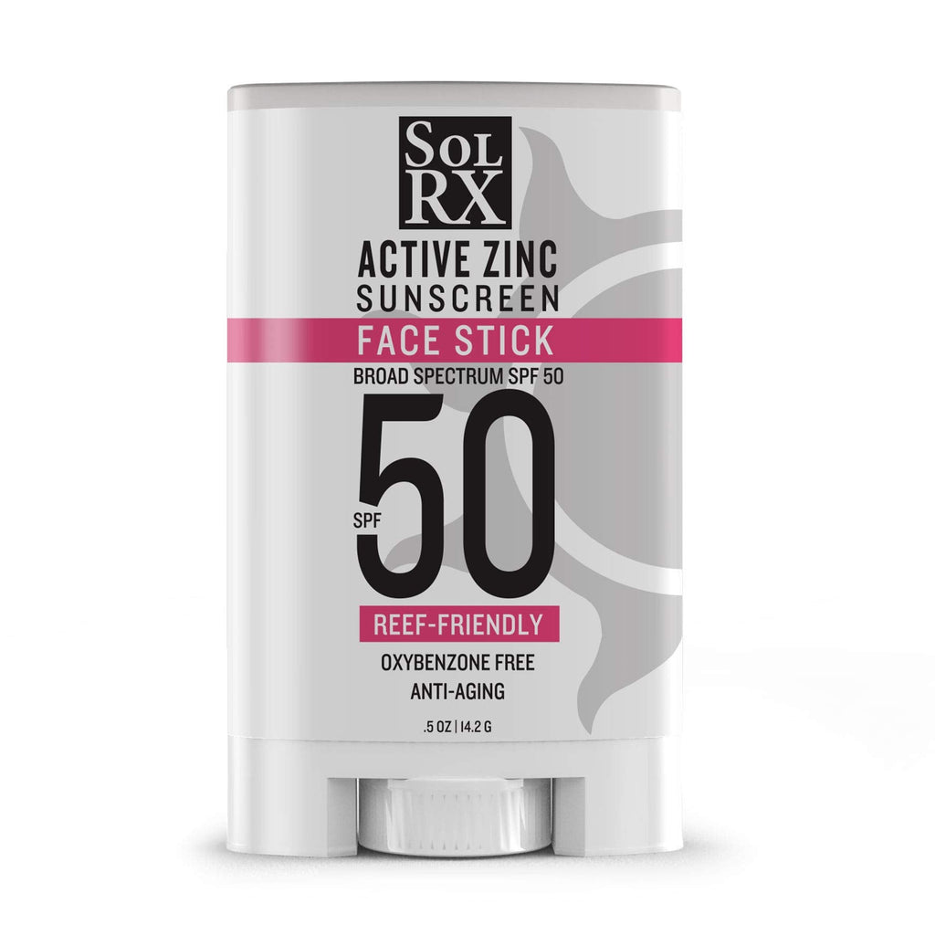 SolRX Mineral SPF 50 Sunscreen Stick for Face – Clear, Non-Greasy, Reef-Safe (Pack of 2)