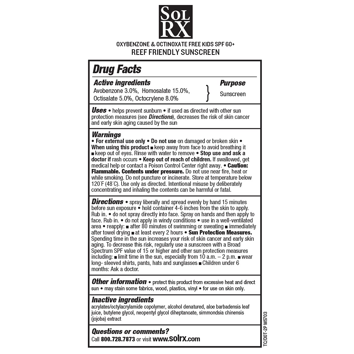 SolRX SPORT Kid's Spray SPF 55+ - Reef-Friendly Broad Spectrum Sunscreen for Face & Body (Pack of 2)