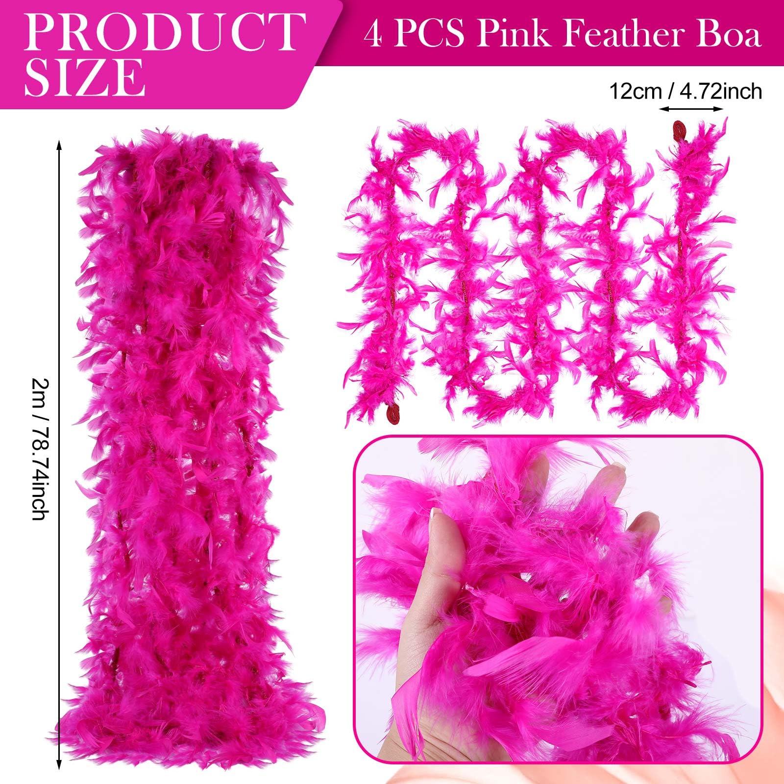 Solsew 8-Piece Hawaii Flamingo Headband & Pink Feather Boa Set | Flamingo Headdress for Carnival & Summer Parties