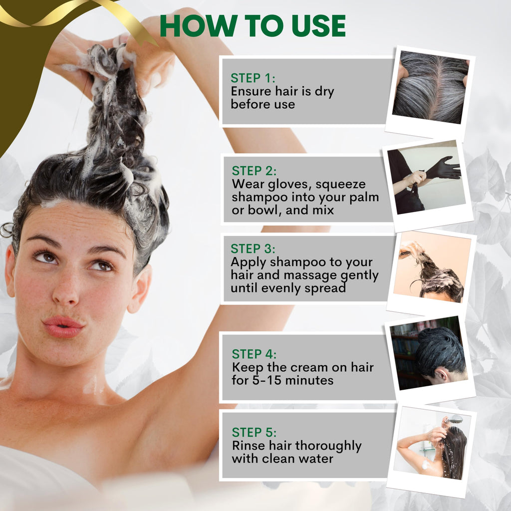 Solutrel Black Hair Dye Shampoo – Instant Gray Coverage, 10-in-1 Herbal Color (Ammonia-Free)