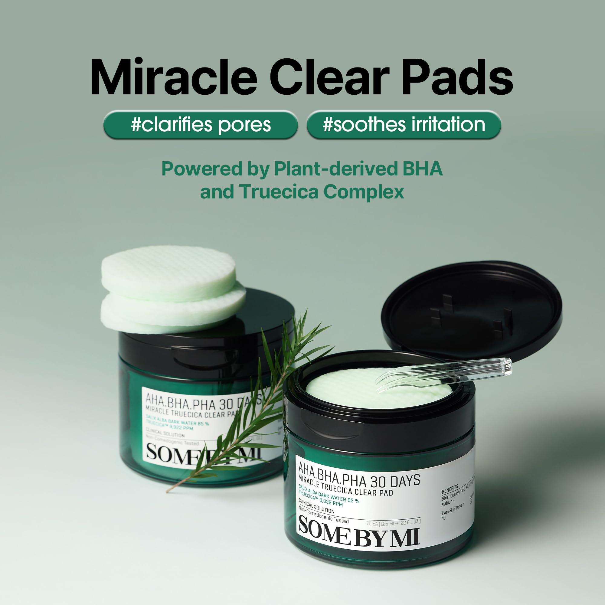 SOME BY MI AHA BHA PHA 30 Days Miracle Truecica Clear Pad – Pack of 2 | Korean Exfoliating Toner Pads