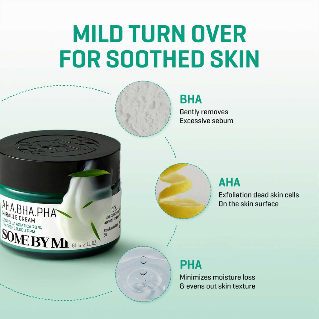 SOME BY MI AHA BHA PHA 30 Days Miracle Cream – Pack of 2 | Gentle Exfoliating Moisturizer for All Skin Types