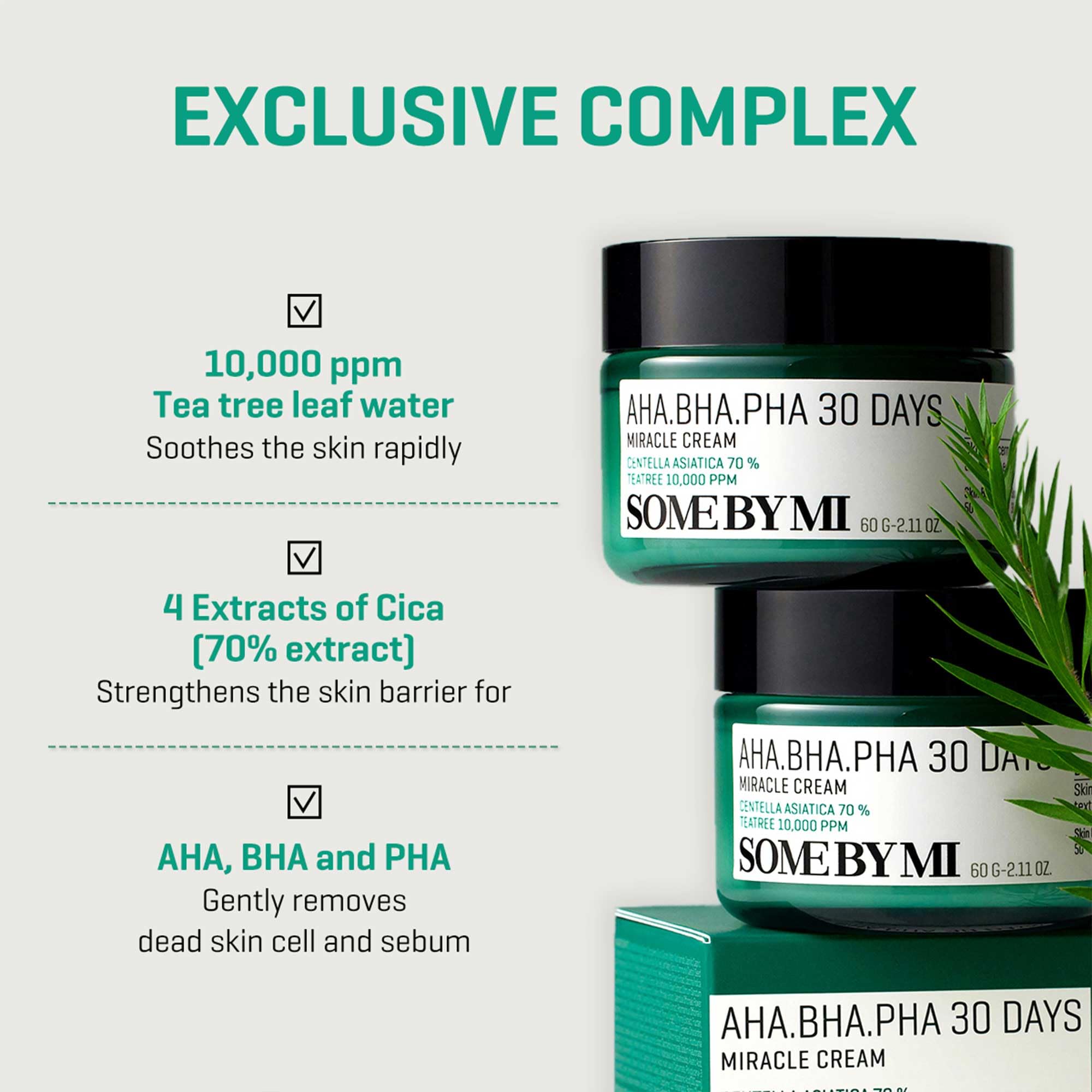 SOME BY MI AHA BHA PHA 30 Days Miracle Cream – Pack of 2 | Gentle Exfoliating Moisturizer for All Skin Types