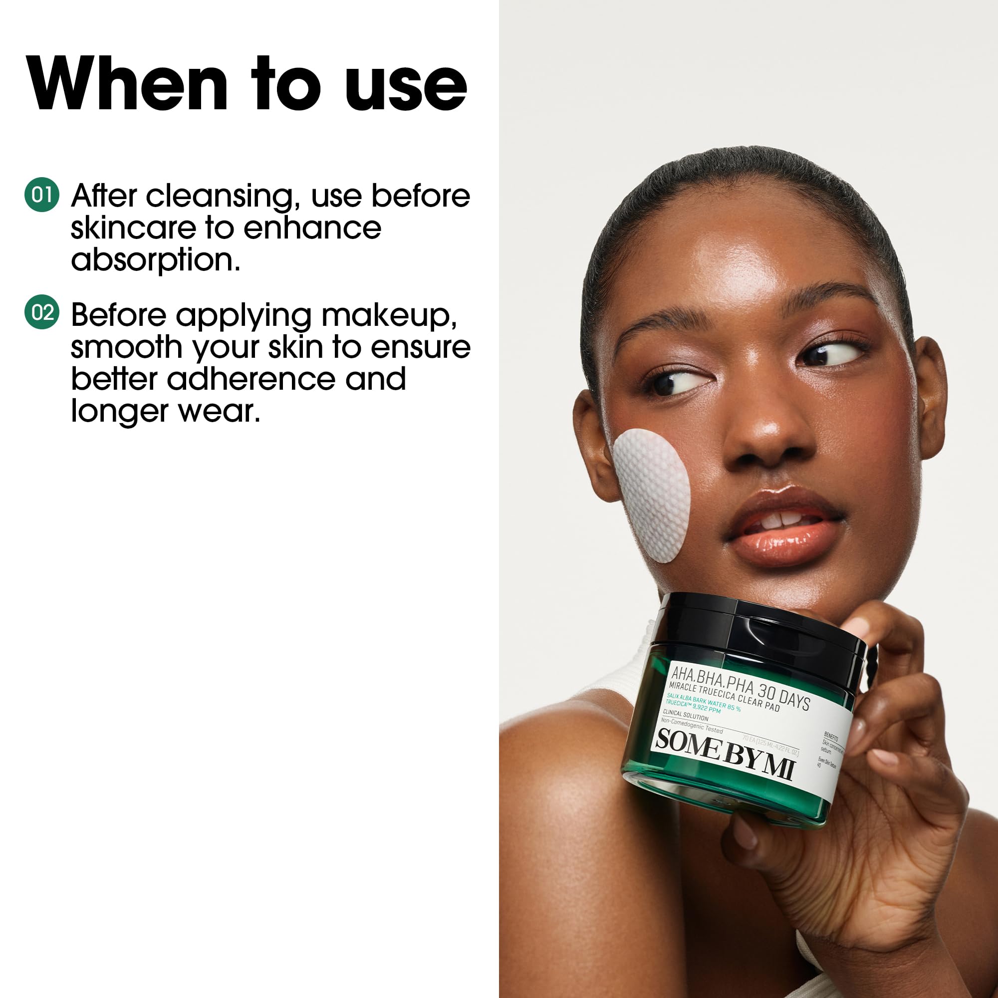 SOME BY MI AHA BHA PHA 30 Days Miracle Truecica Clear Pad – Pack of 2 | Korean Exfoliating Toner Pads