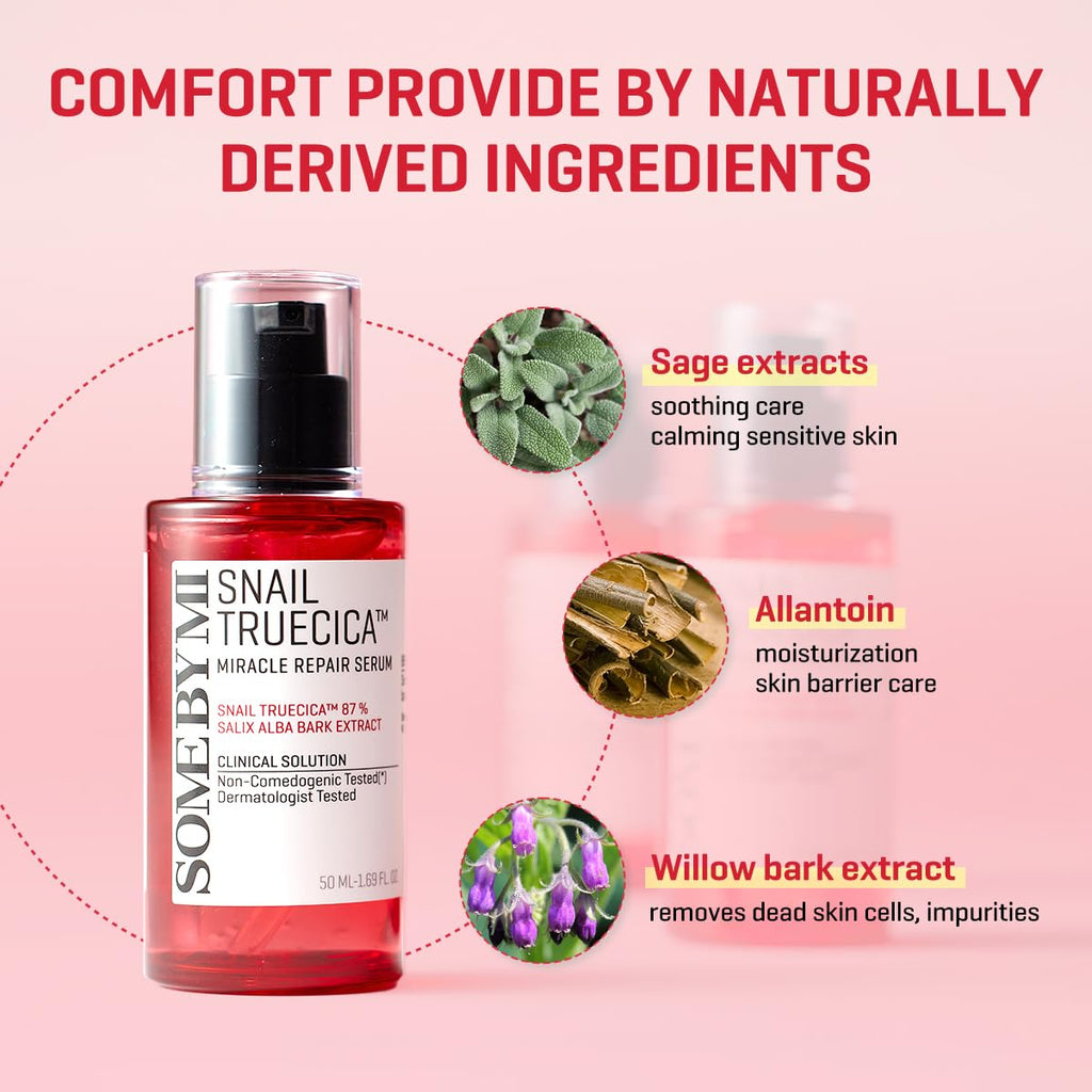 SOME BY MI Snail Trucica Miracle Repair Serum – 50ml for Sensitive Skin & Post-Acne Support | Korean Skincare