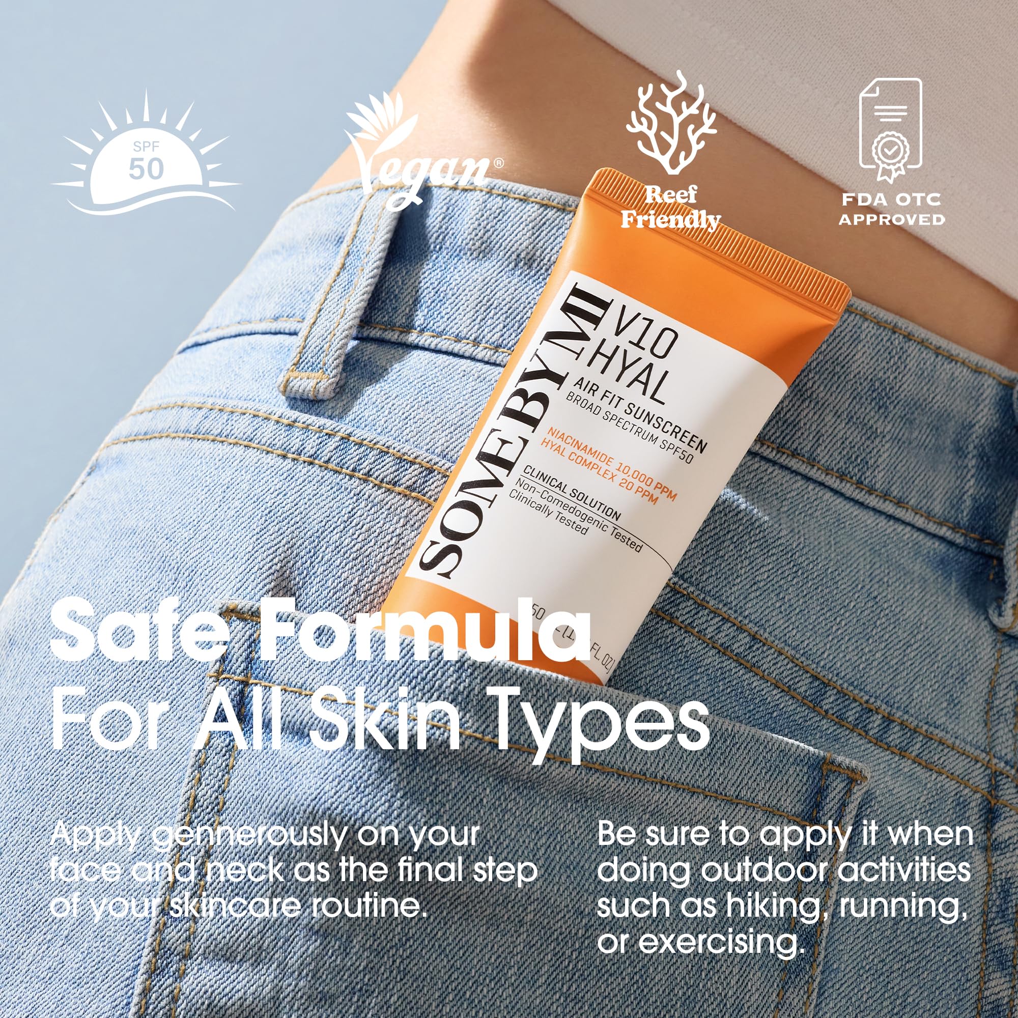 SOME BY MI V10 Hyal Air Fit Sunscreen SPF 50 – Pack of 2 | Gentle, Non-Greasy Korean Face Sunscreen