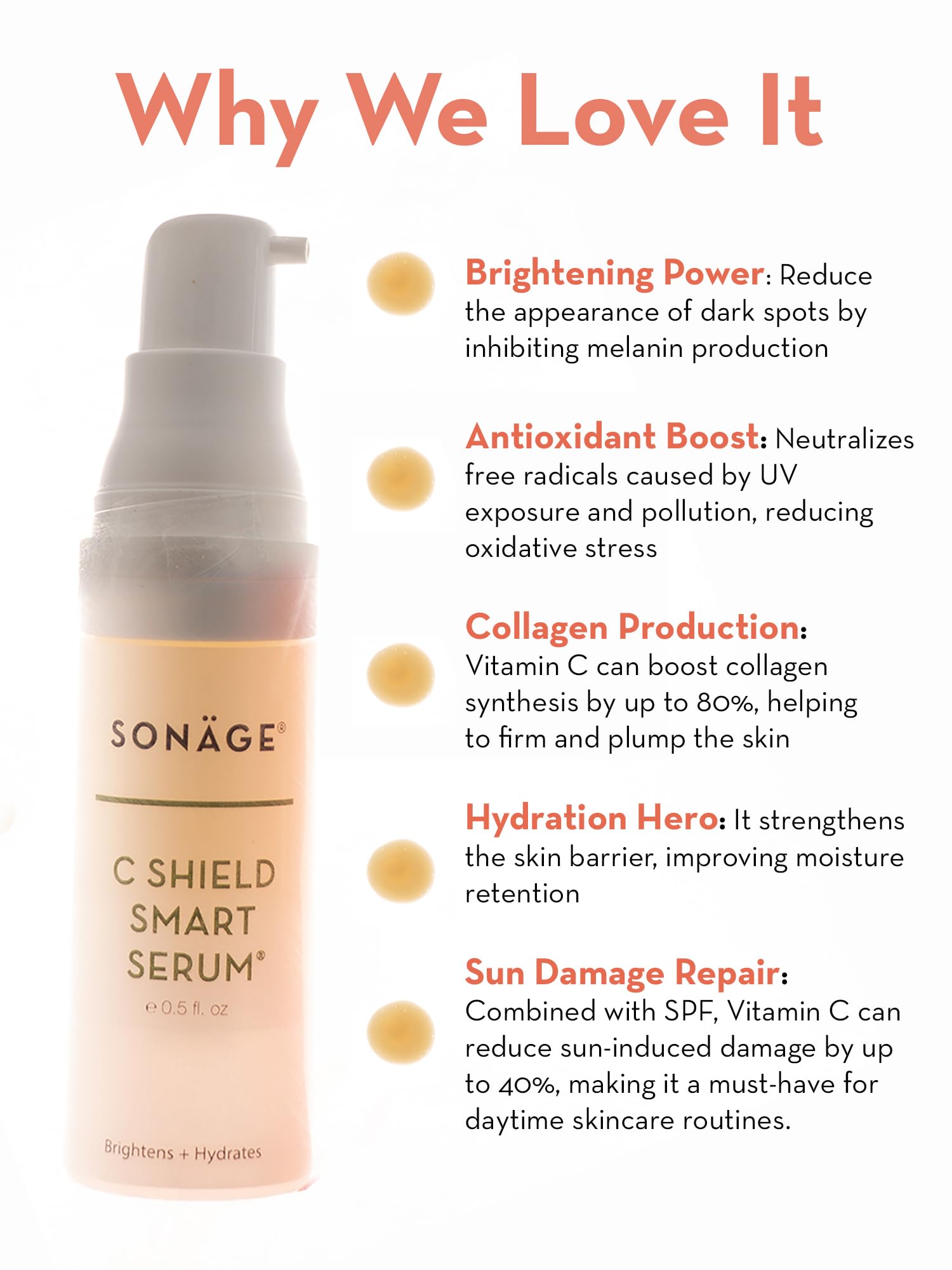 SONAGE C Shield Smart Serum: Hyaluronic Acid & Vitamin C | Brightens, Blue Light Shield, Fades Dark Spots (15 ml)