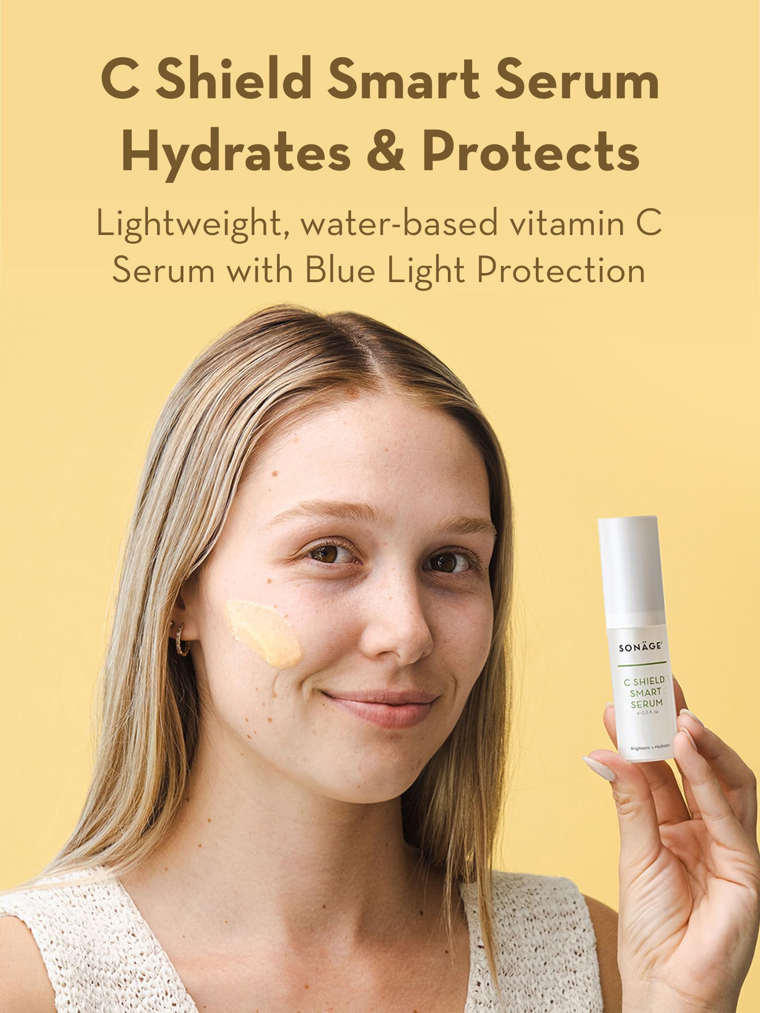 SONAGE C Shield Smart Serum: Hyaluronic Acid & Vitamin C | Brightens, Blue Light Shield, Fades Dark Spots (15 ml)