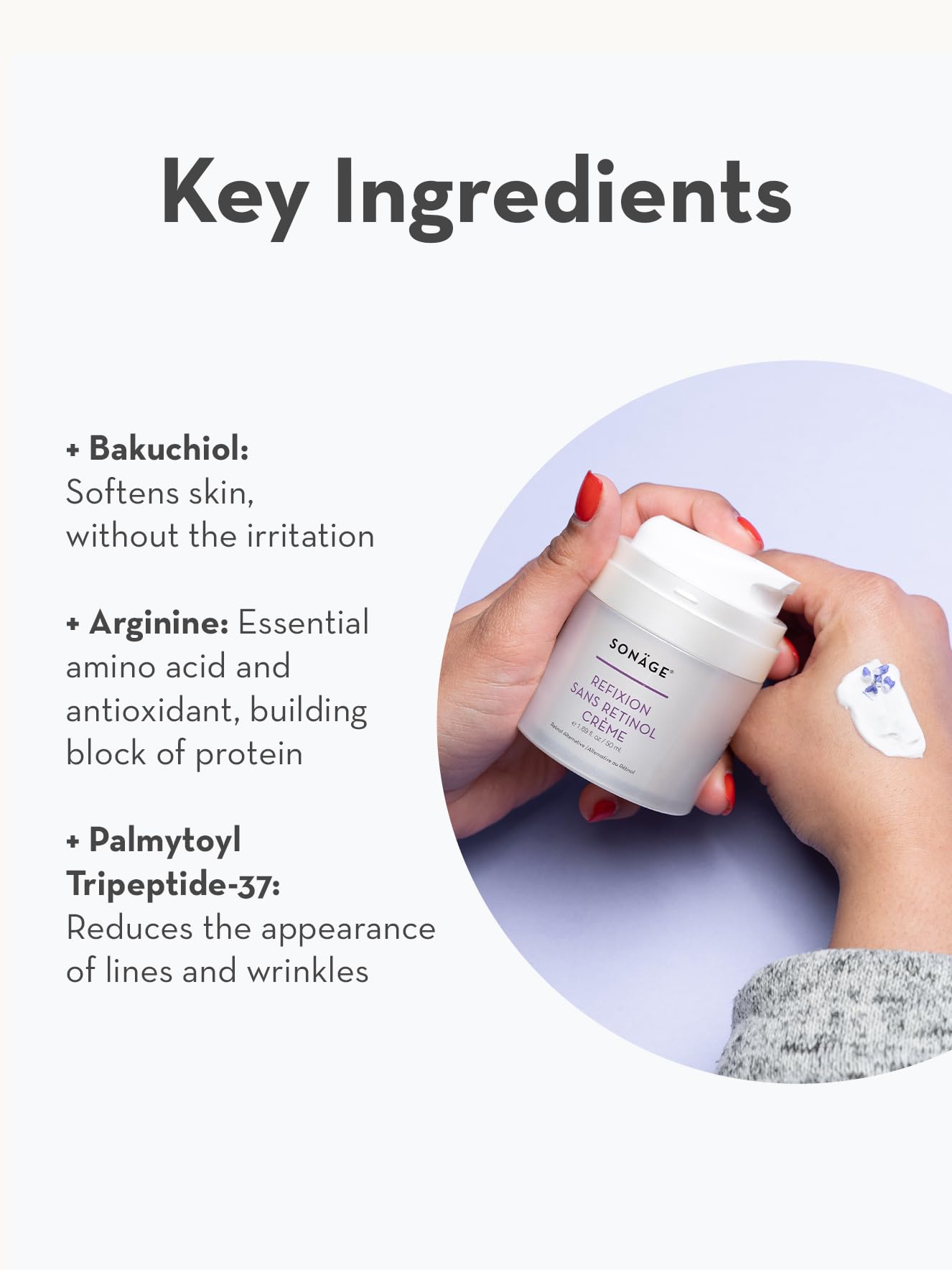 SONAGE Refixion Sans Retinol Cream | Bakuchiol Anti-Aging Moisturizer | Natural Retinol Alternative