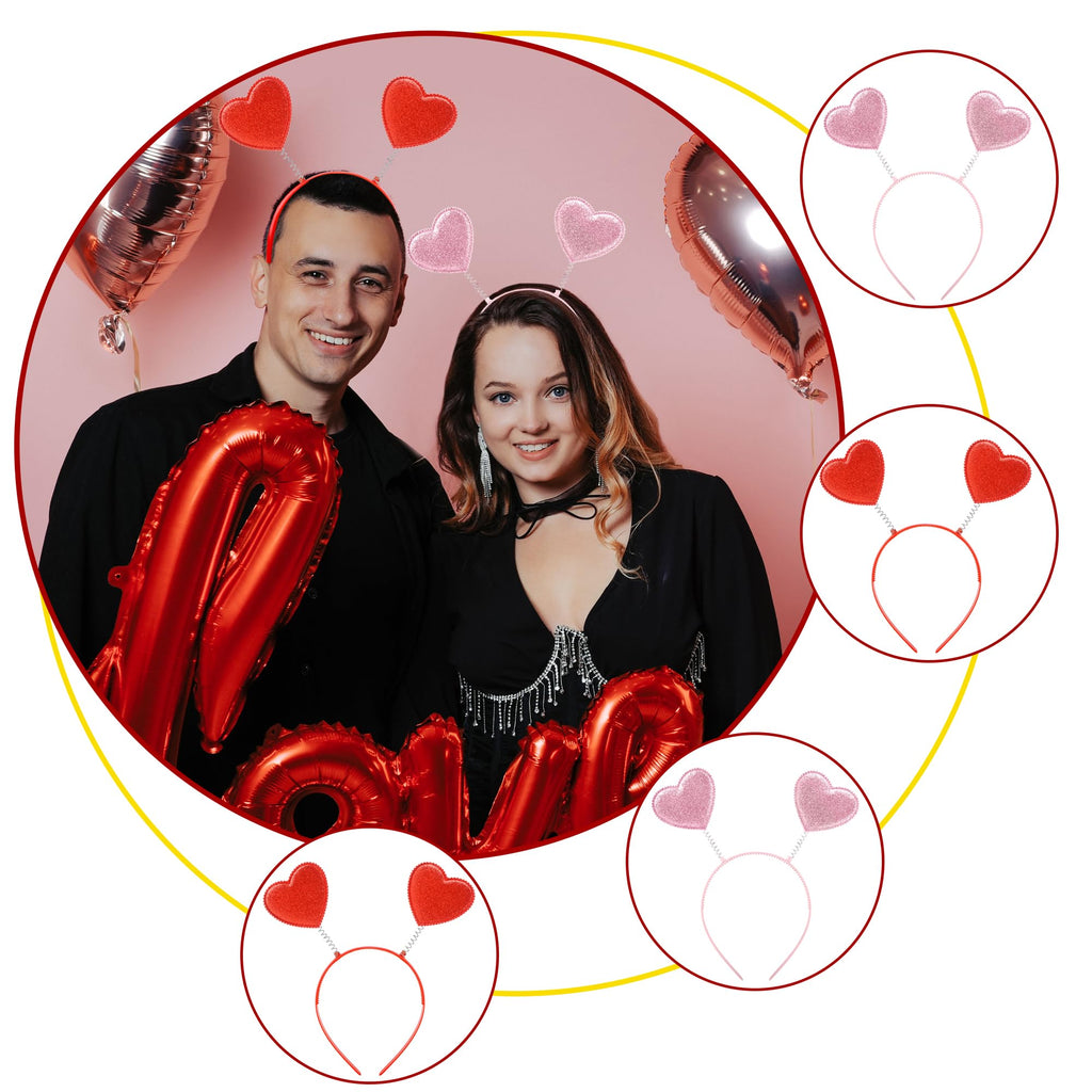 Sonarun 12 Pack Heart Shaped Sequins Headbands – Valentine's Day Party Accessories