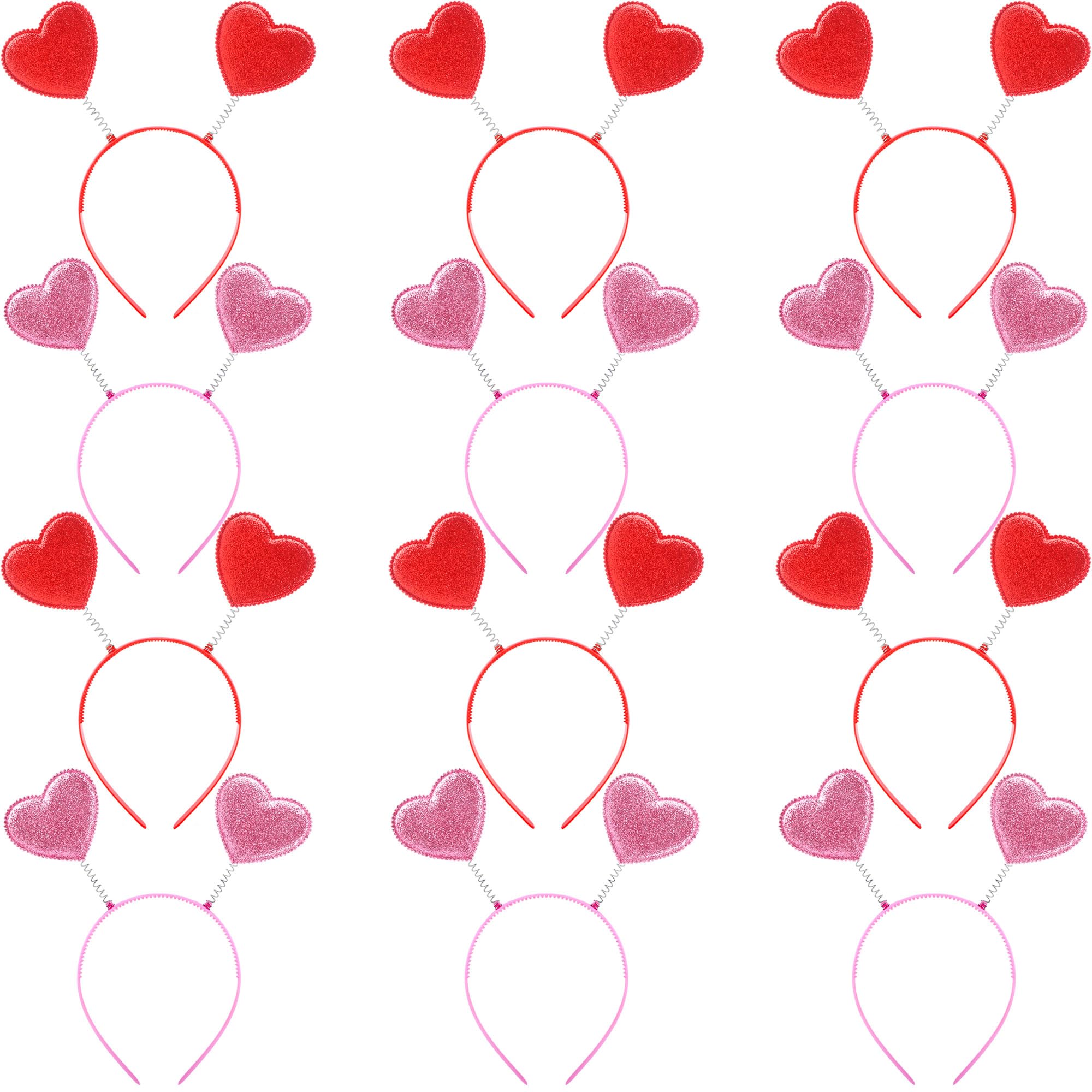 Sonarun 12 Pack Heart Shaped Sequins Headbands – Valentine's Day Party Accessories