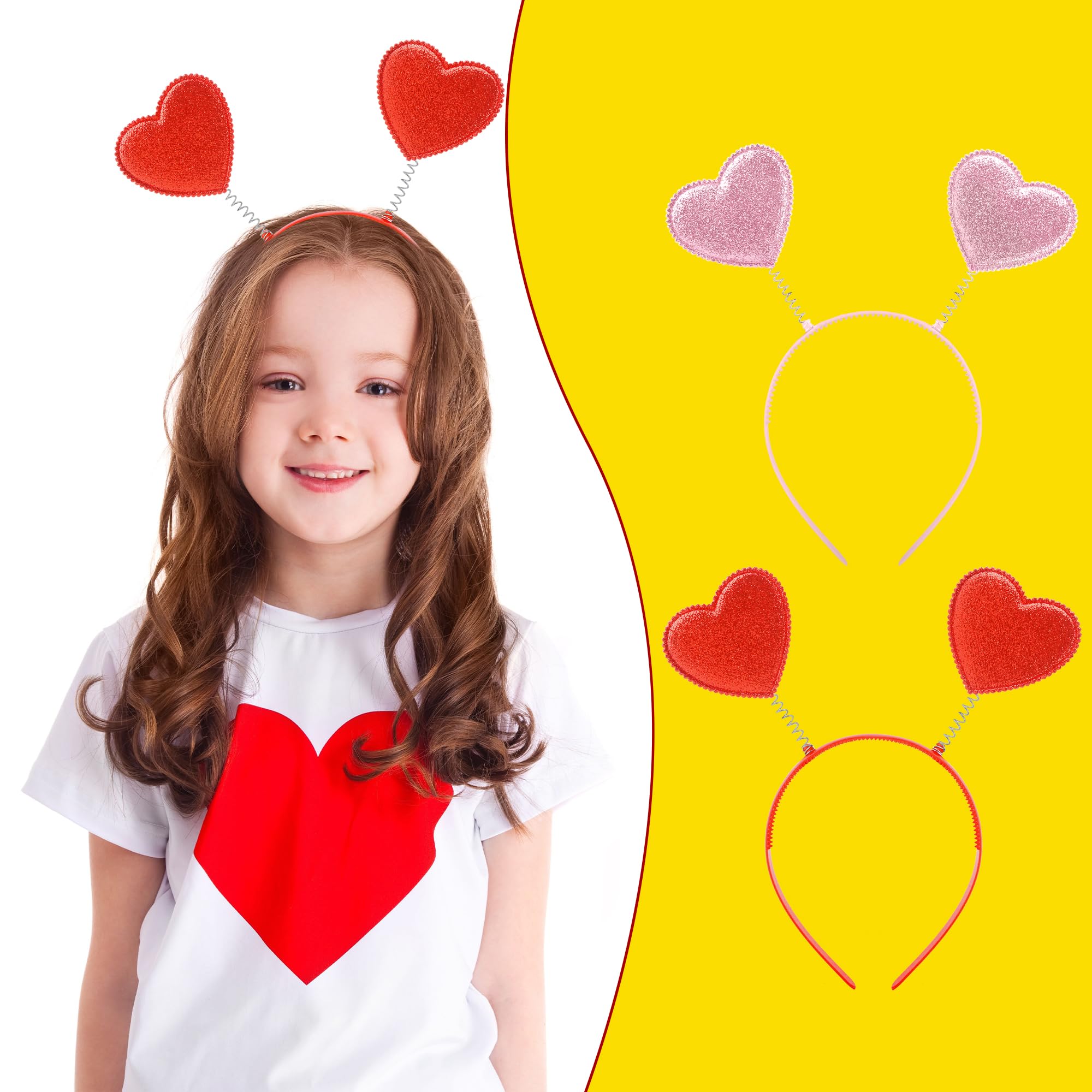 Sonarun 12 Pack Heart Shaped Sequins Headbands – Valentine's Day Party Accessories