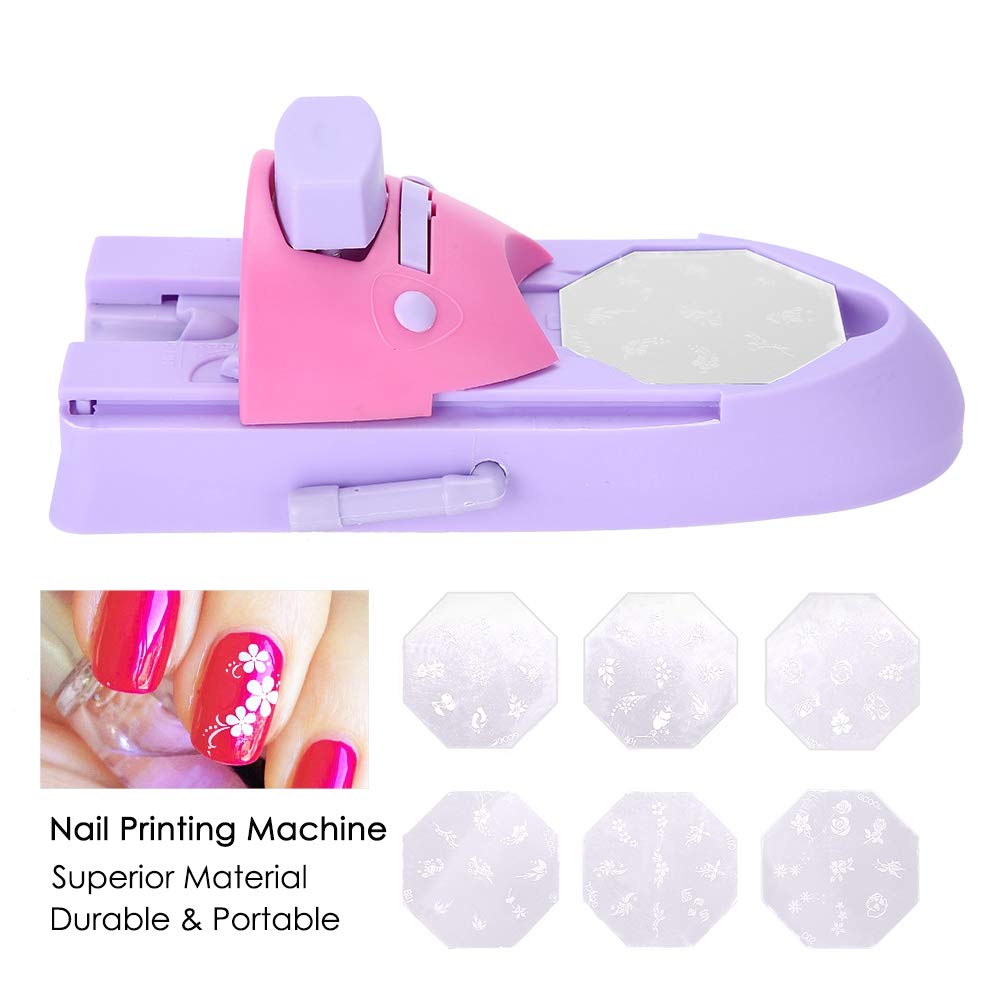 Sonew Nail Art Pattern Printer – Professional DIY Nail Stamper with 6 Stainless Templates