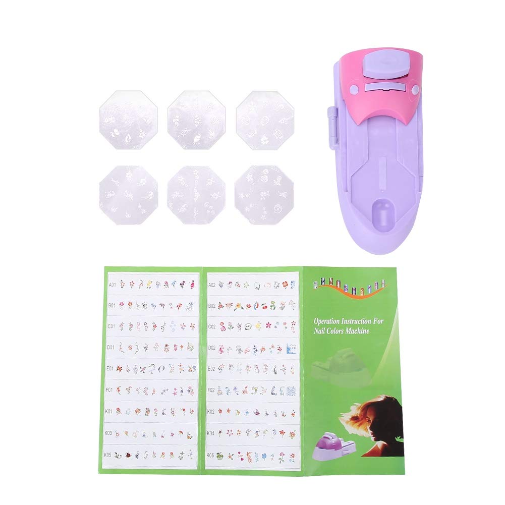 Sonew Nail Art Pattern Printer – Professional DIY Nail Stamper with 6 Stainless Templates