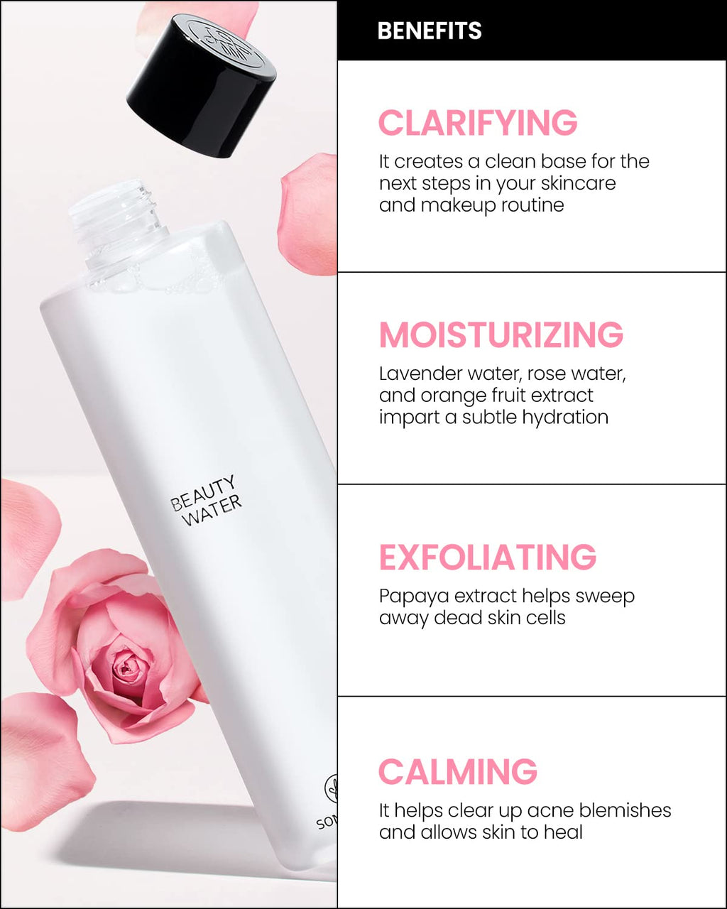 SON&PARK Beauty Water 2 Pack Set 340ml | Rose Water Toner with Witch Hazel | Hydrating Exfoliating Cleanser