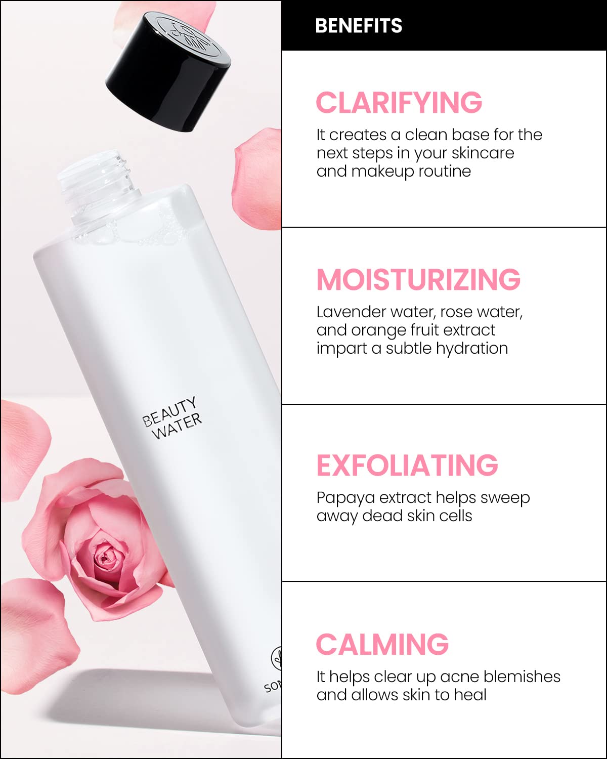 SON&PARK Beauty Water 2 Pack Set 340ml | Rose Water Toner with Witch Hazel | Hydrating Exfoliating Cleanser