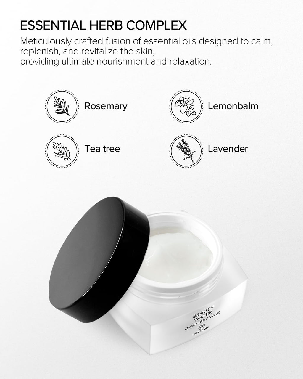 SON&PARK Overnight Sleeping Cream Mask | Hydration Balm with Rose Water, Lavender & BHA Complex