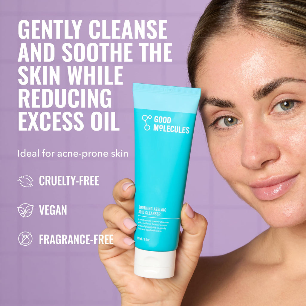 Good Molecules Soothing Azelaic Acid Cleanser — Gentle Creamy, Non-Foaming Face Wash (120 ml) – Fragrance-Free & Vegan