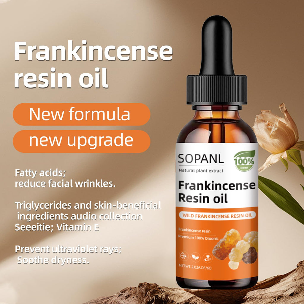 SOPANL Organic Frankincense Resin Oil for Face – Hydration, Smoothing & Soothing, 2 Fl Oz