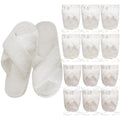 Sophproton 12 Pairs Fuzzy Slippers Bulk Pack (6x7-8, 6x9-10) – Ultra-Soft Cross Band Slippers with Non-Slip Soles