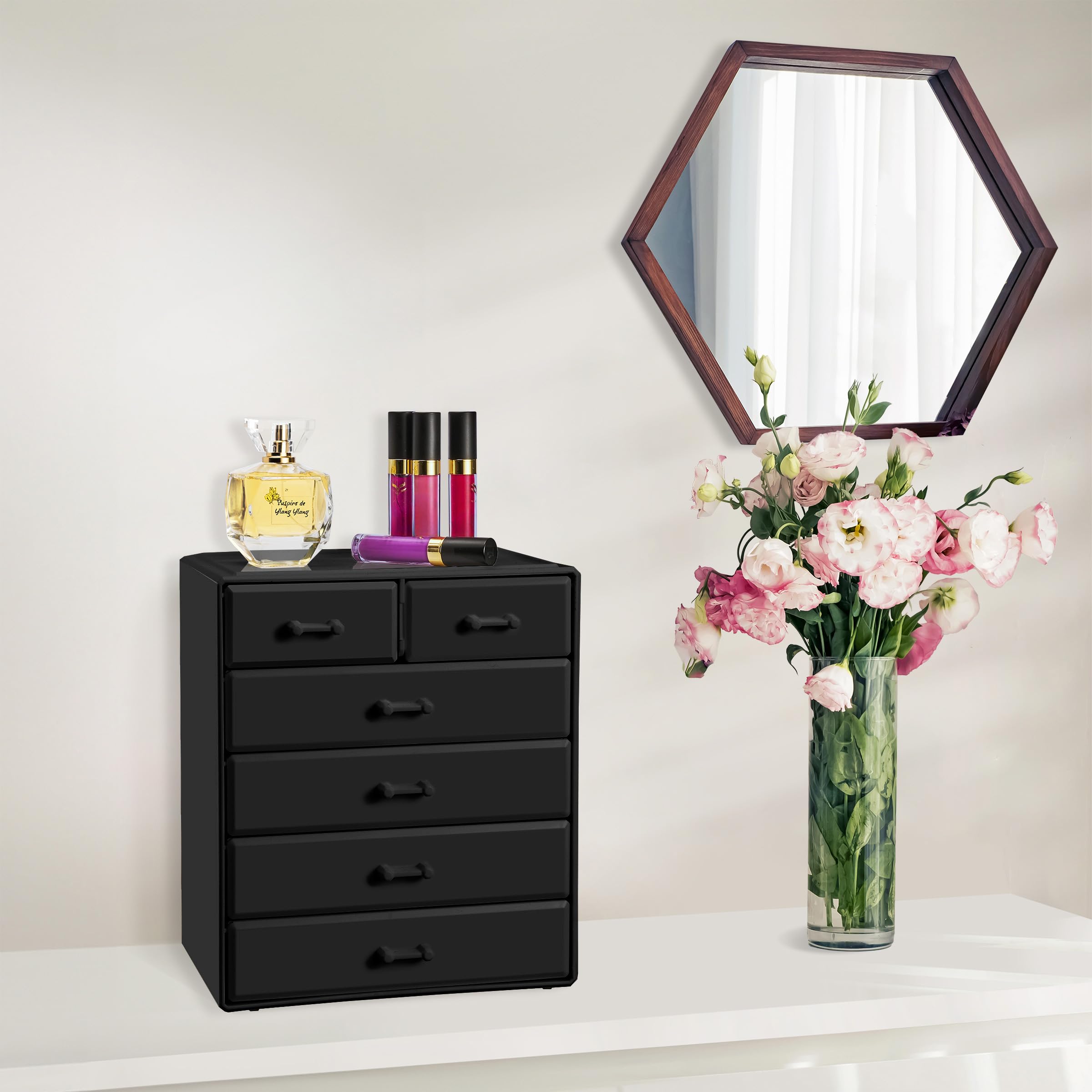 Sorbus Acrylic Makeup Organizer – Large 4-Drawer + 2-Small Drawer Vanity Storage