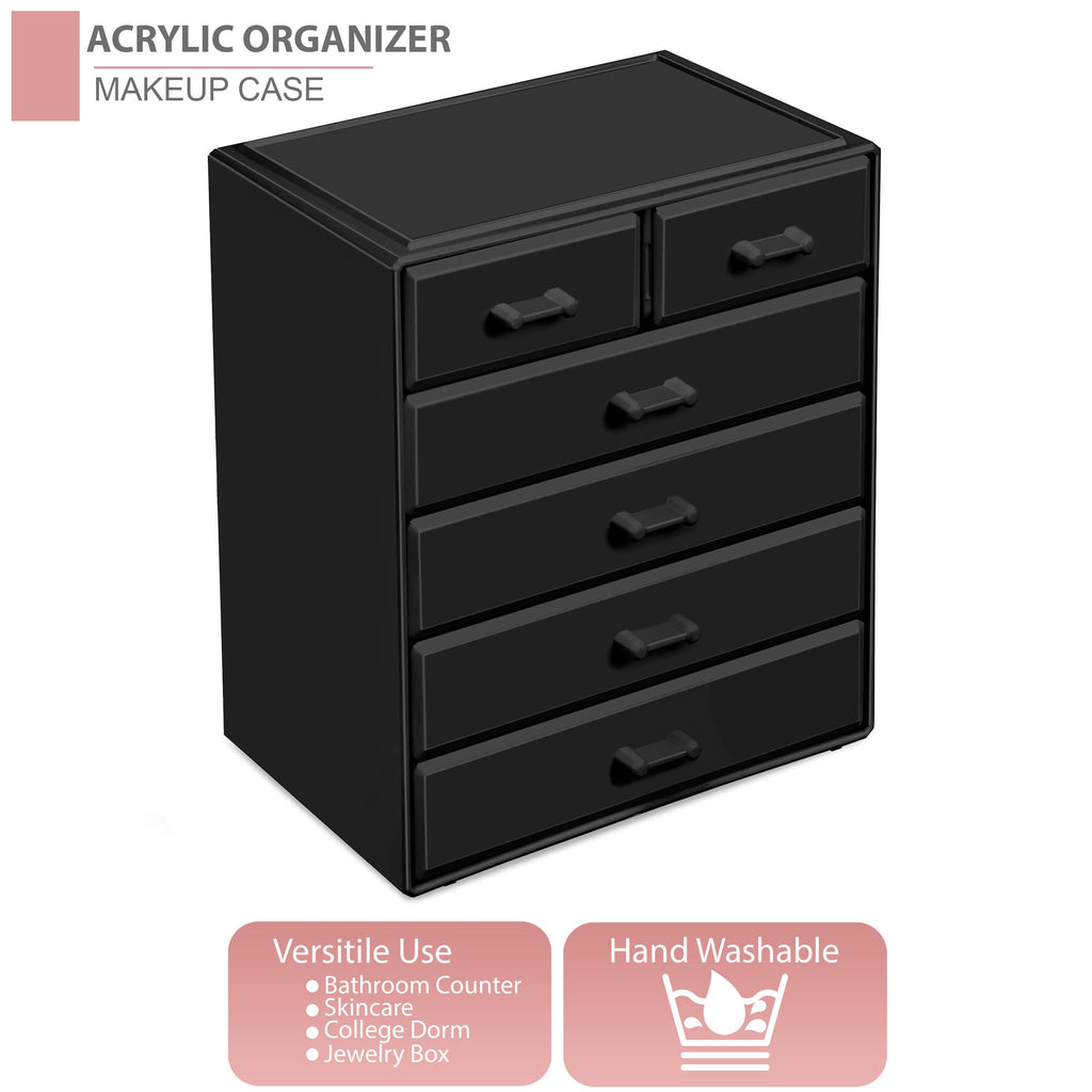 Sorbus Acrylic Makeup Organizer – Large 4-Drawer + 2-Small Drawer Vanity Storage