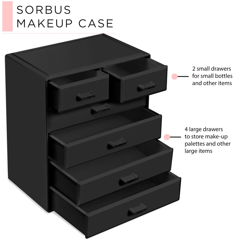 Sorbus Acrylic Makeup Organizer – Large 4-Drawer + 2-Small Drawer Vanity Storage
