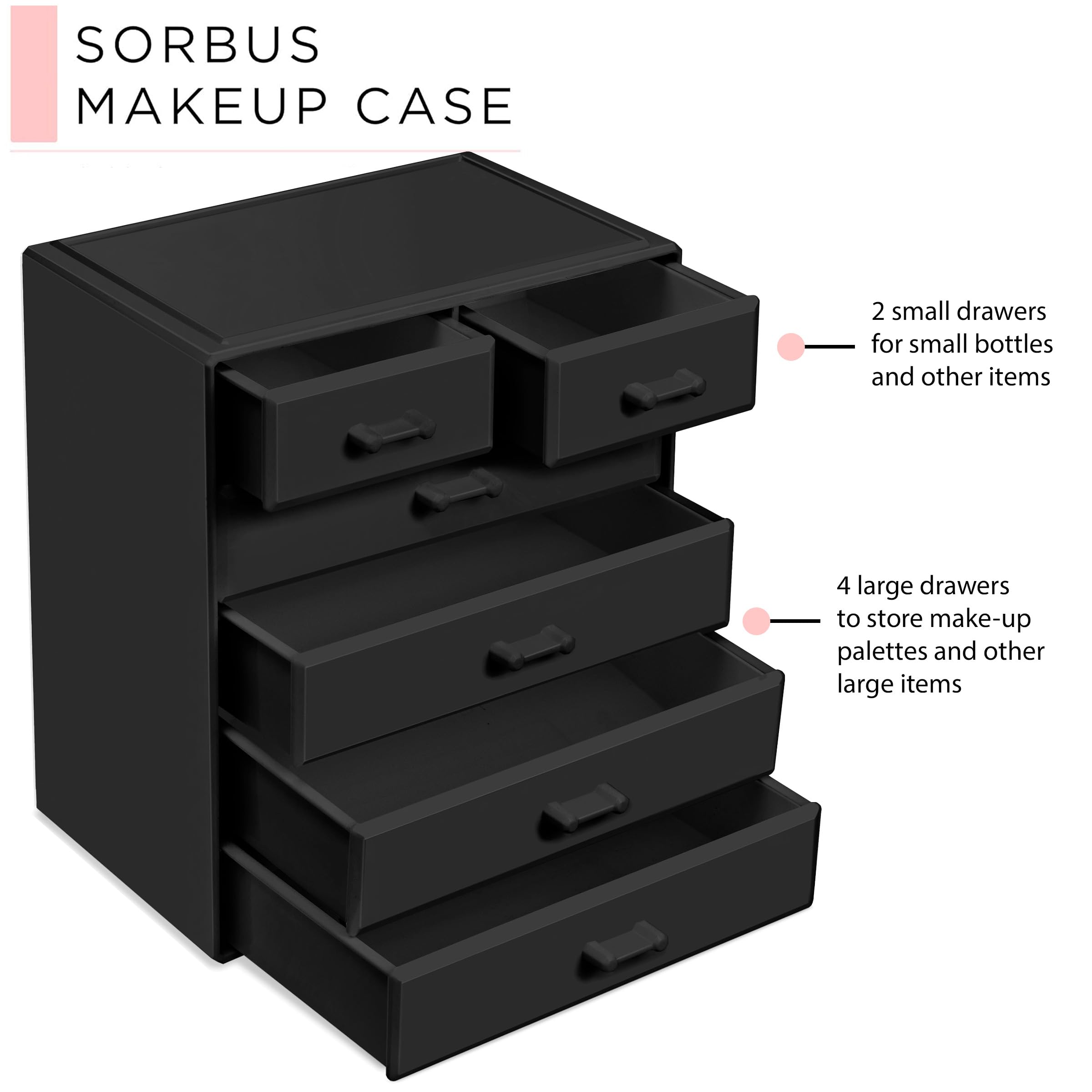 Sorbus Acrylic Makeup Organizer – Large 4-Drawer + 2-Small Drawer Vanity Storage