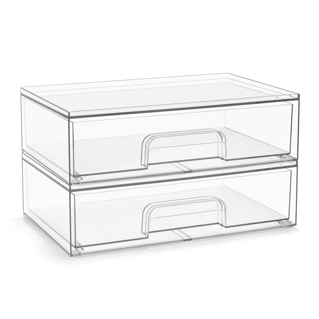 Sorbus Acrylic Storage Containers 2 Pack - Stackable Clear Bins for Bathroom Organization (12.1 Wide)