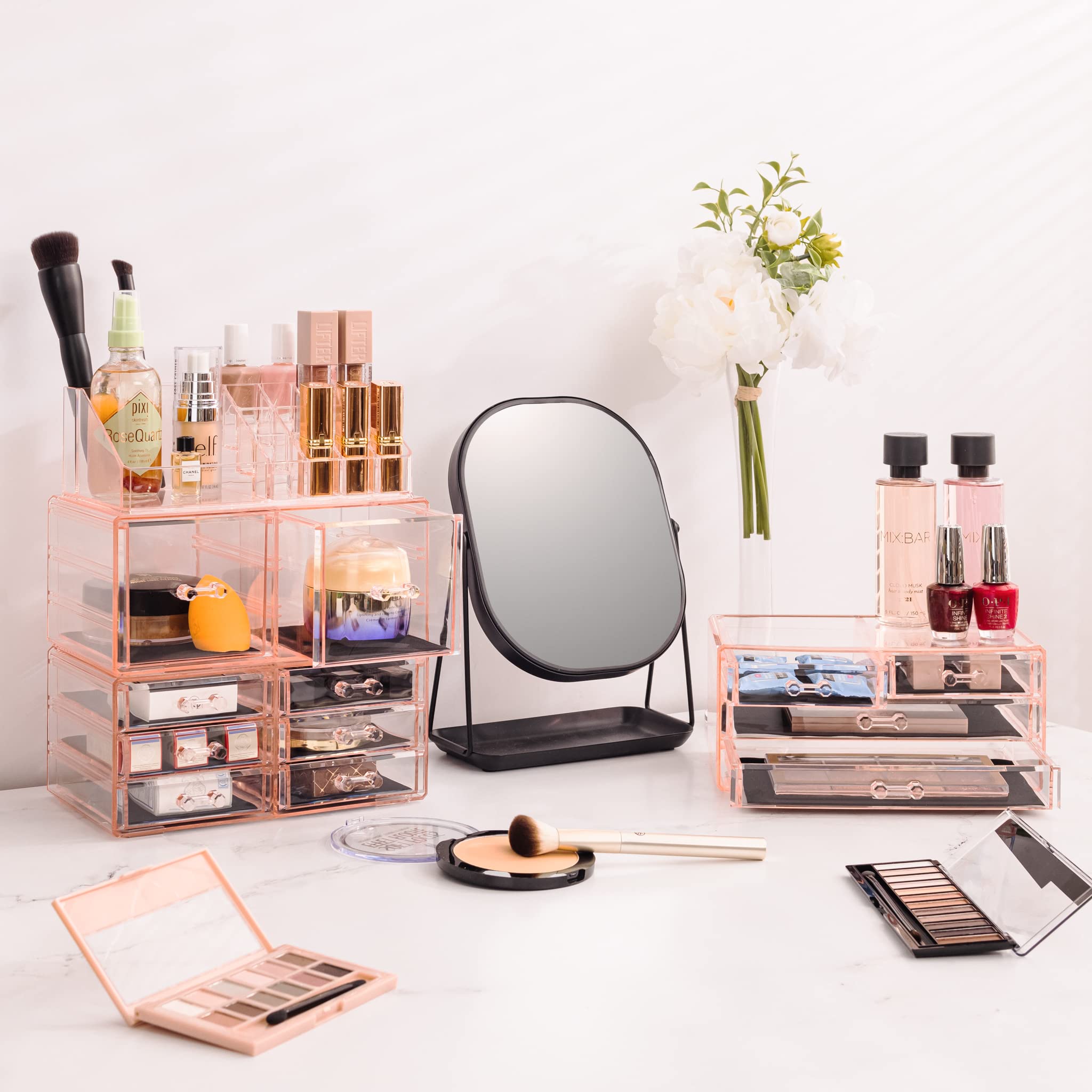 Sorbus Large Makeup Organizer - Clear Stackable Vanity Storage with 12 Drawers