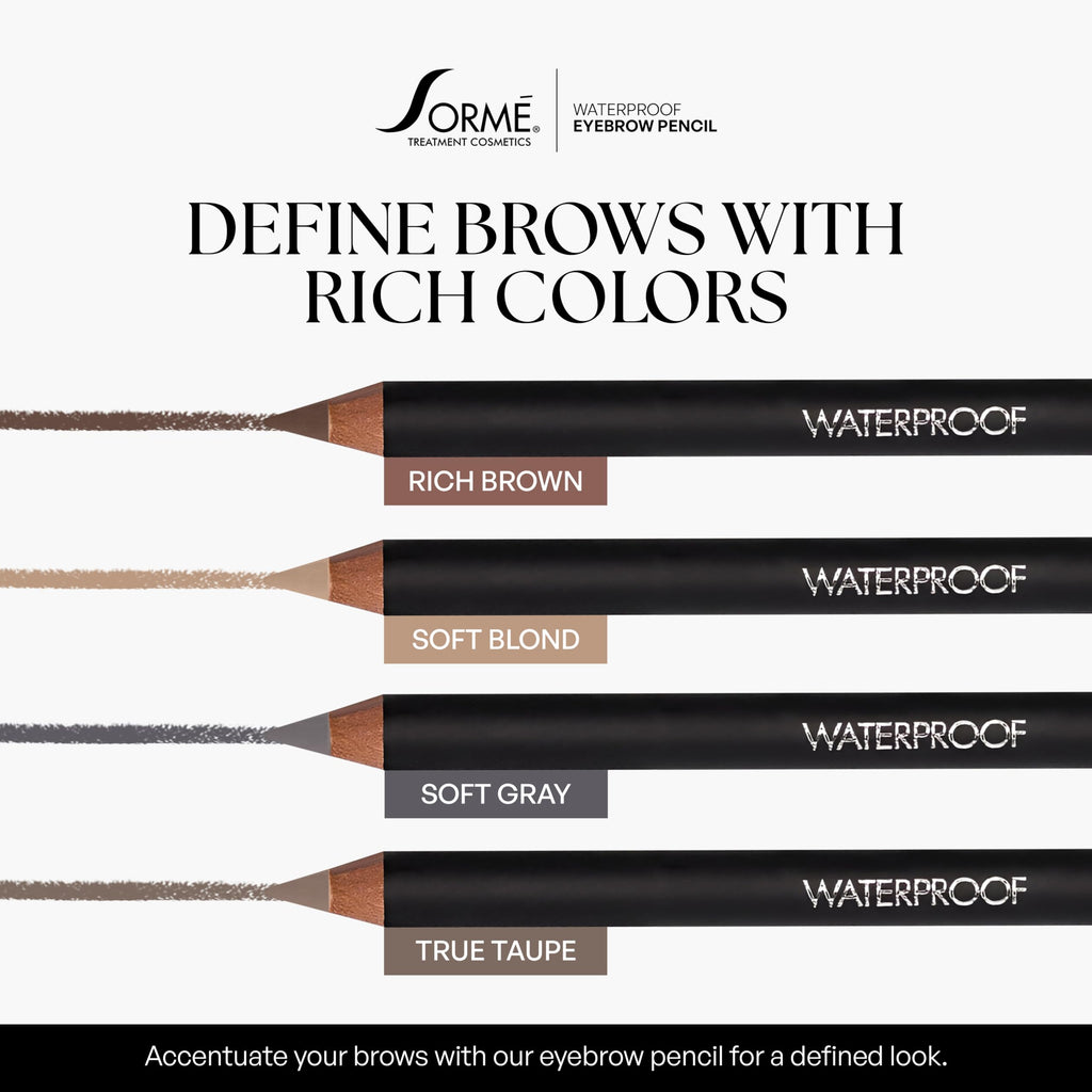 SORMÉ Waterproof Eyebrow Pencil – Soft Gray 0.04 oz | Dual-Ended Pencil & Brush